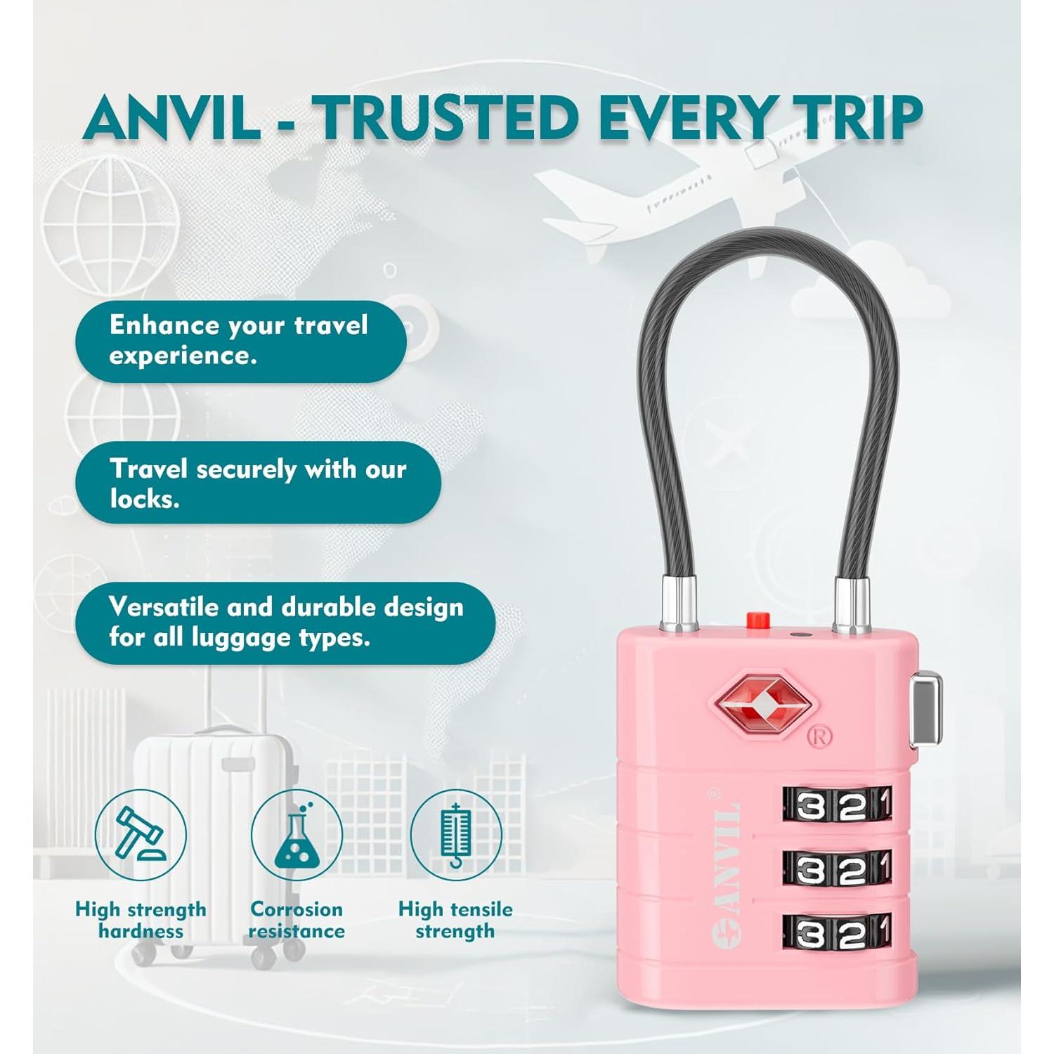Candado de Combinación TSA ANVIL 23021 - Alta Seguridad para Equipaje