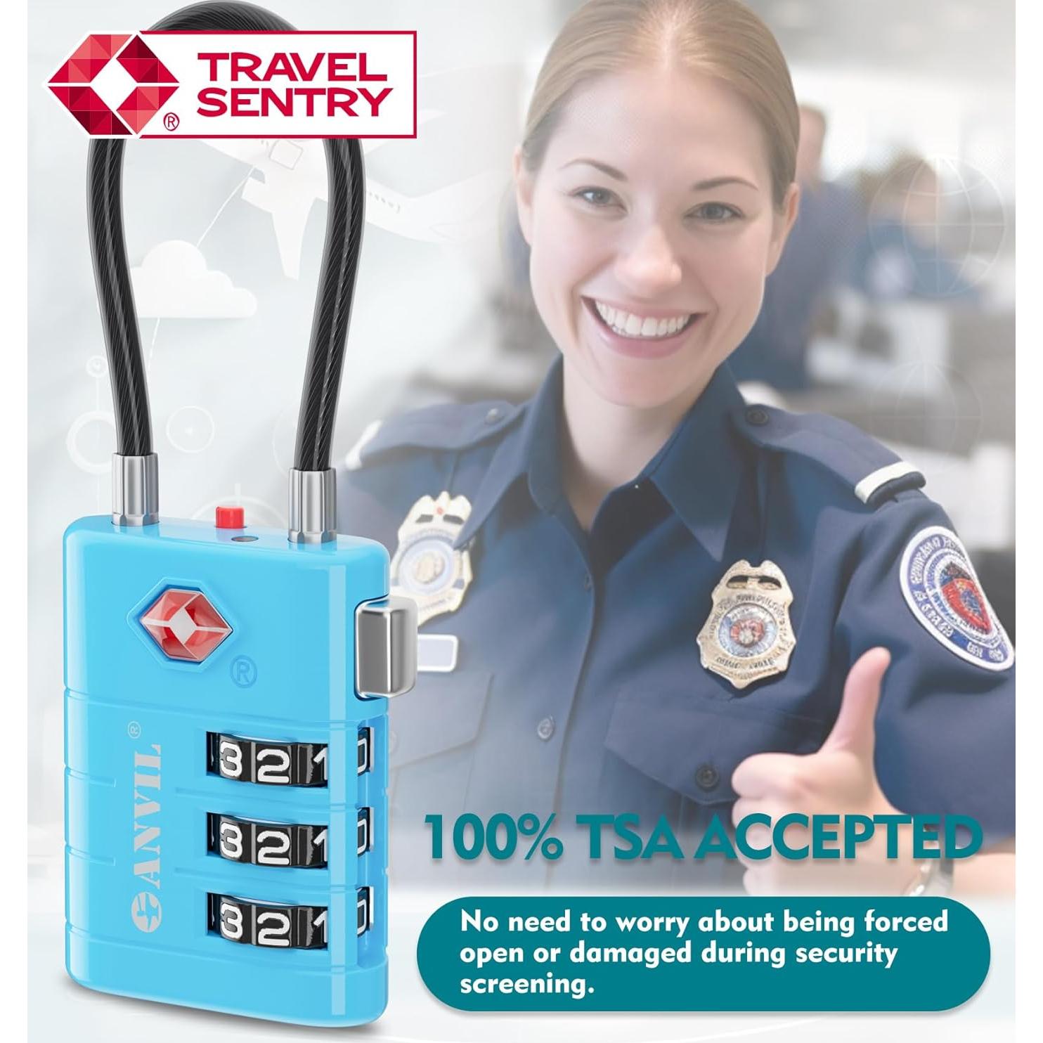 Candado de Combinación TSA ANVIL 23021 - Alta Seguridad para Equipaje