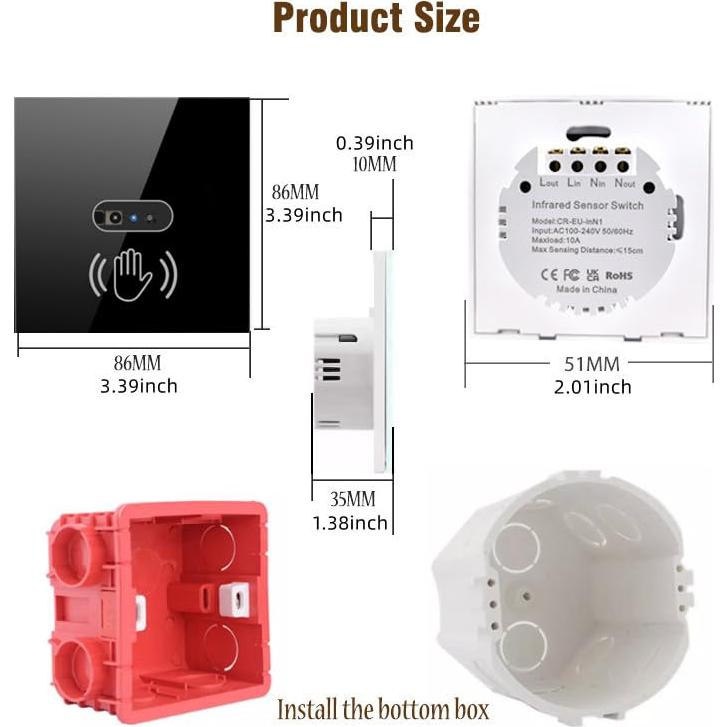 Interruptor de luz infrarrojo cerhot EU con sensor 10cm
