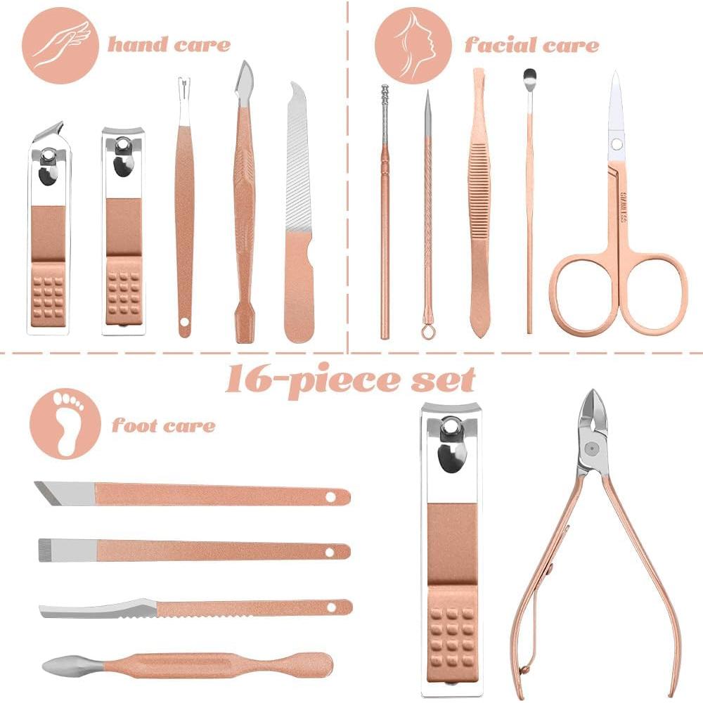 Kit de Manicura 16 Piezas LmashRbaiw - Cortauñas y Cuidado Personal