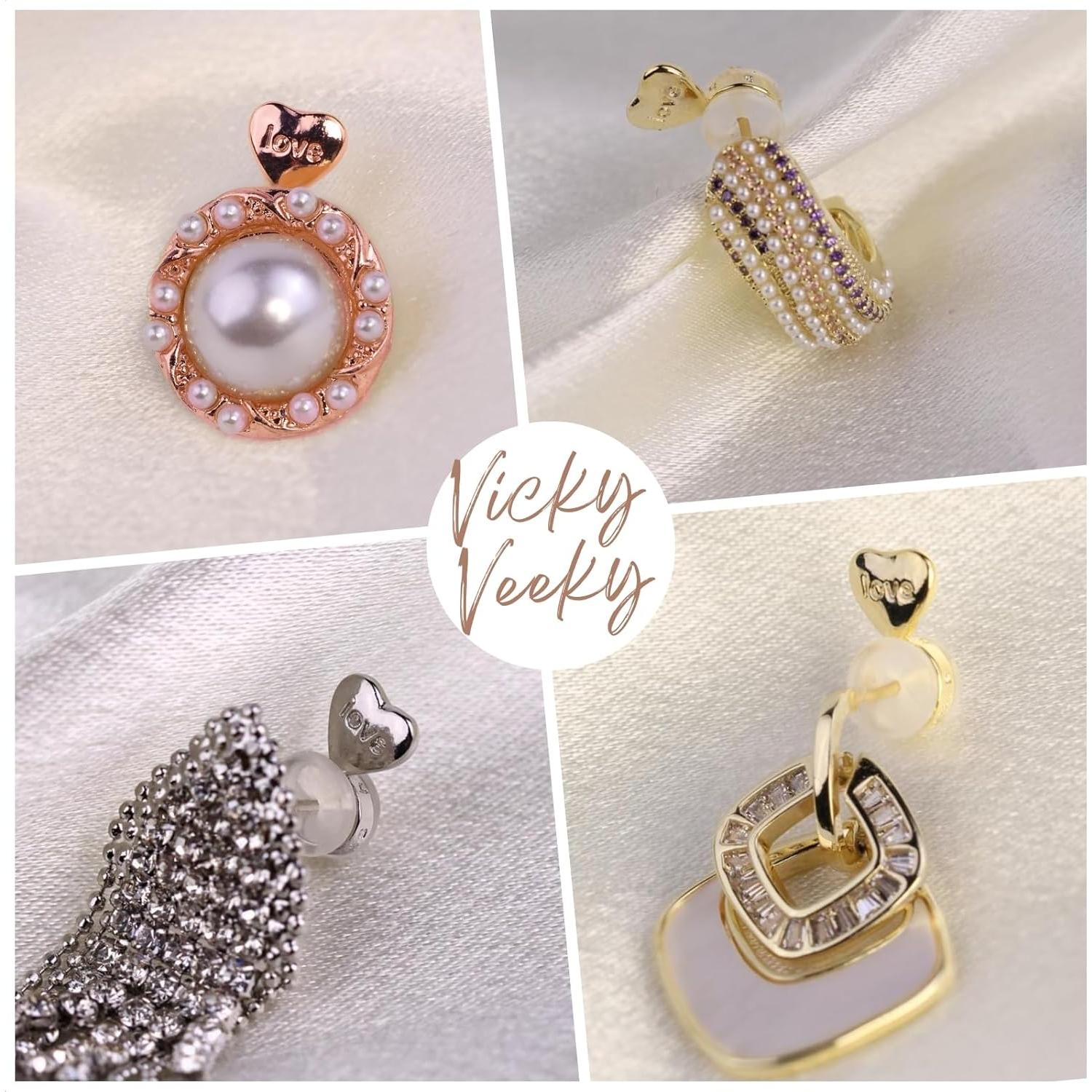 Soportes de Pendientes VeekyVicky de Silicona Oro Rosa y Plata