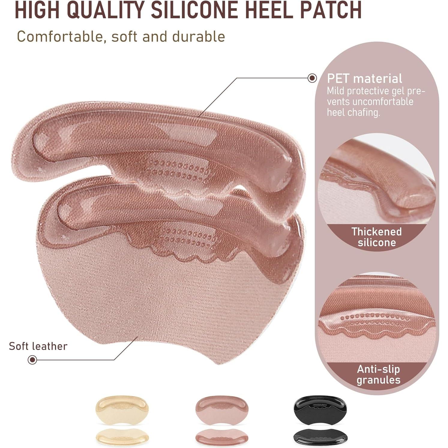 Almohadillas de Gel para Talón HGBOO - 4 Pares (2 Negro + 2 Beige)