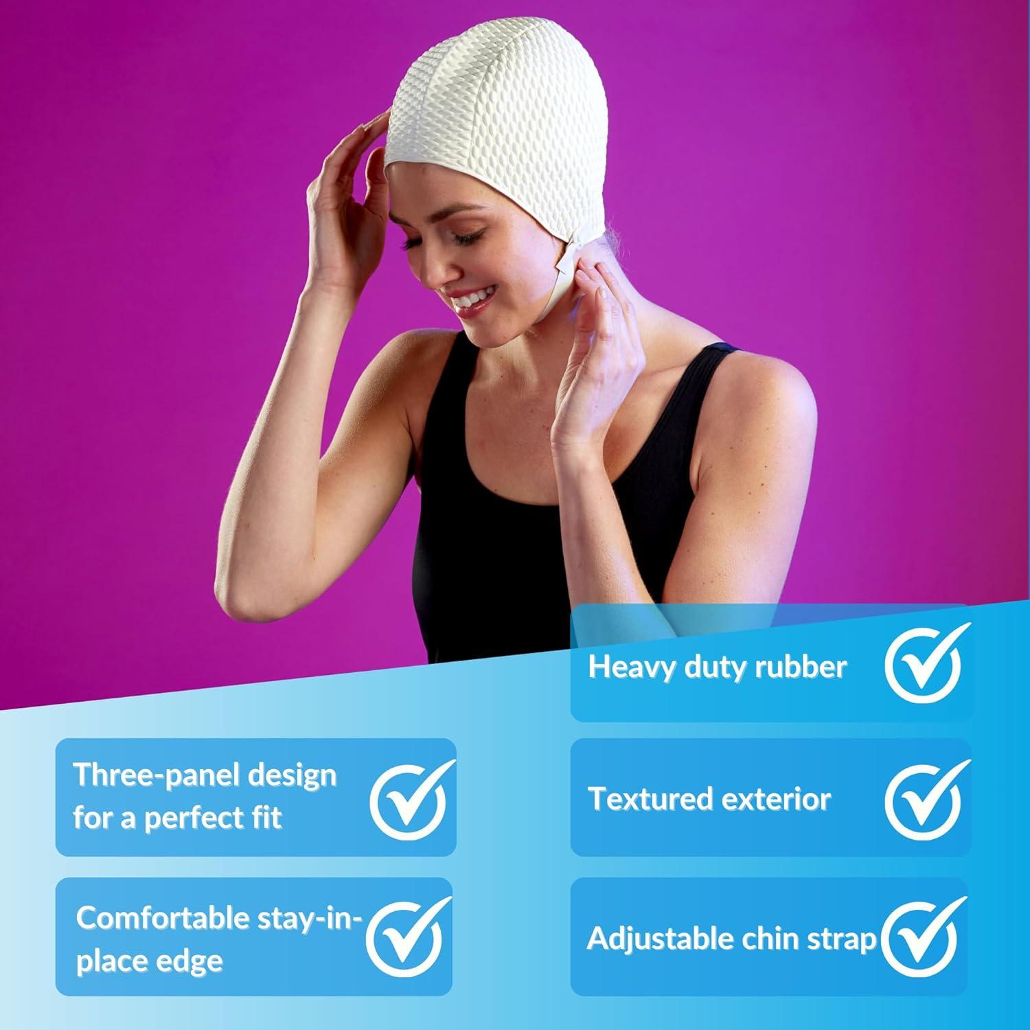 Gorro de Natación Sporti Bubble Negro, Láttex Antideslizante