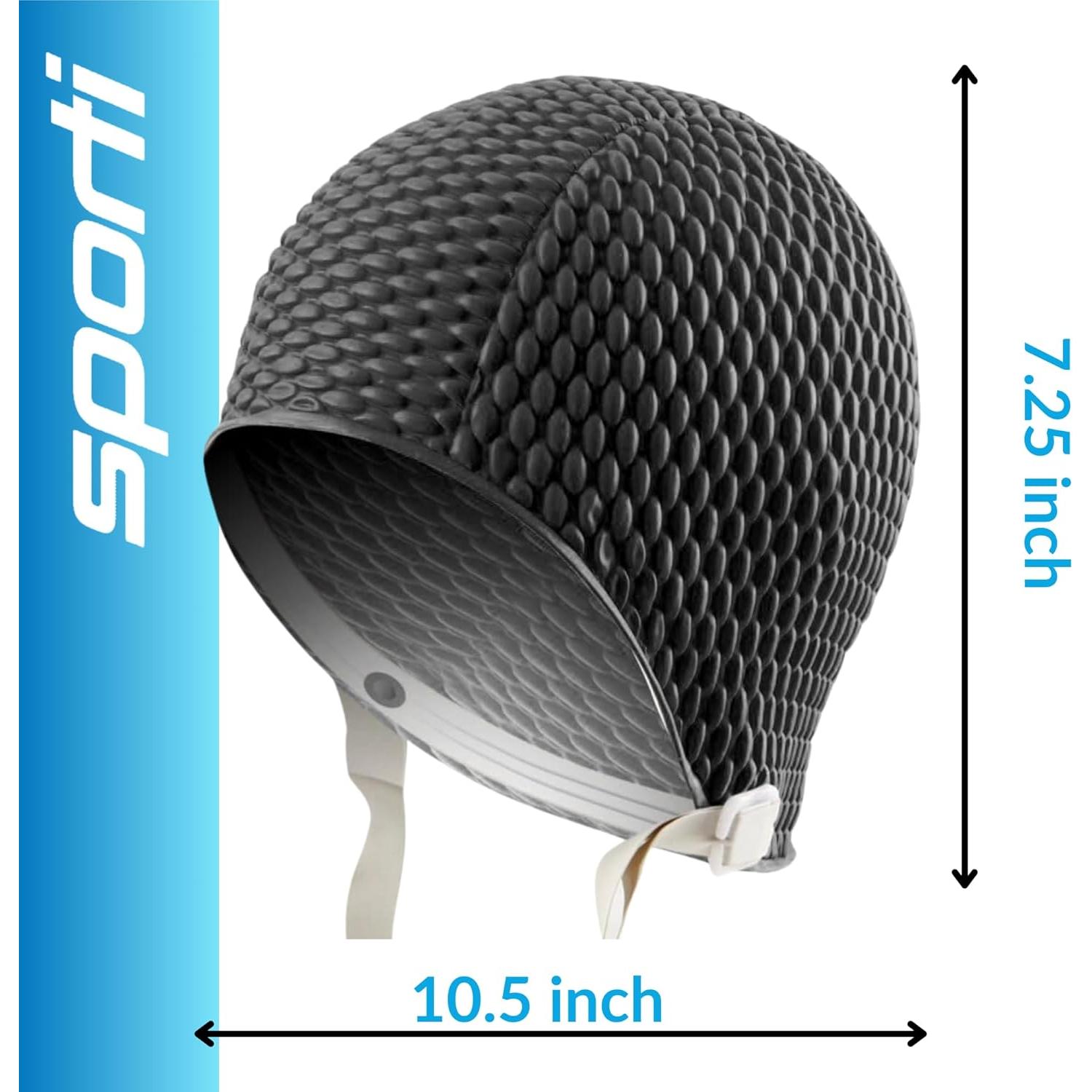 Gorro de Natación Sporti Bubble Negro, Láttex Antideslizante