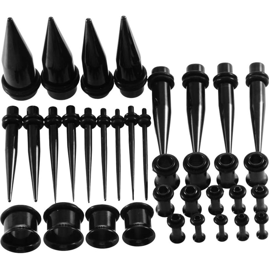 Kit de Estiramiento de Orejas 36 Piezas Acero Quirúrgico 14G-00G