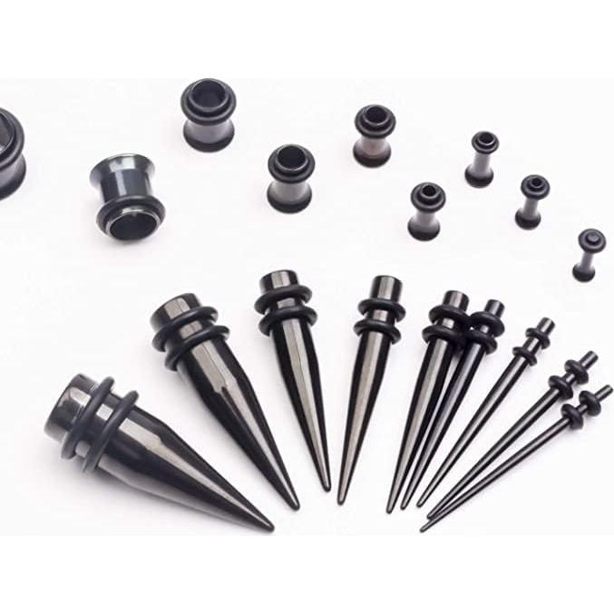 Kit de Estiramiento de Orejas 36 Piezas Acero Quirúrgico 14G-00G