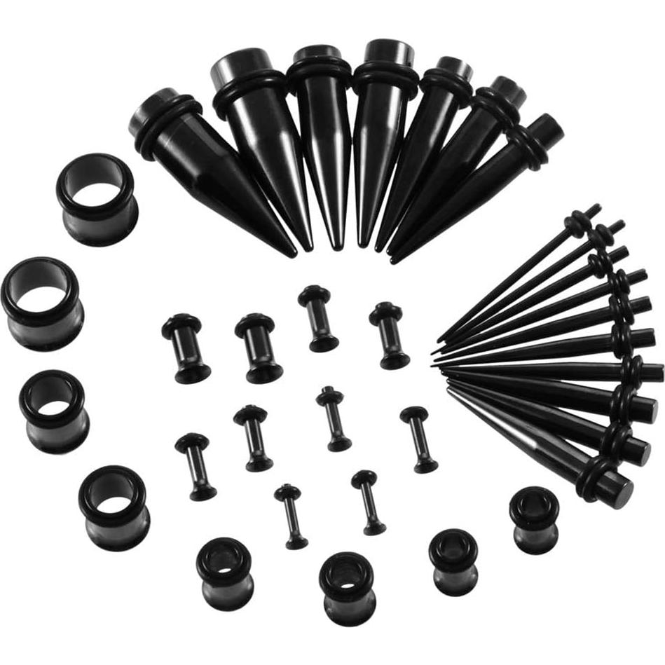 Kit de Estiramiento de Orejas 36 Piezas Acero Quirúrgico 14G-00G