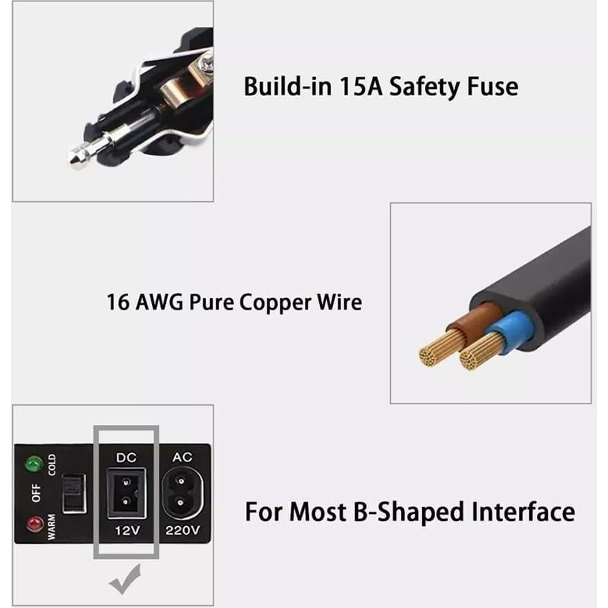 Cable de Alimentación 12V CC Luochahaishi 1.8m para Refrigerador