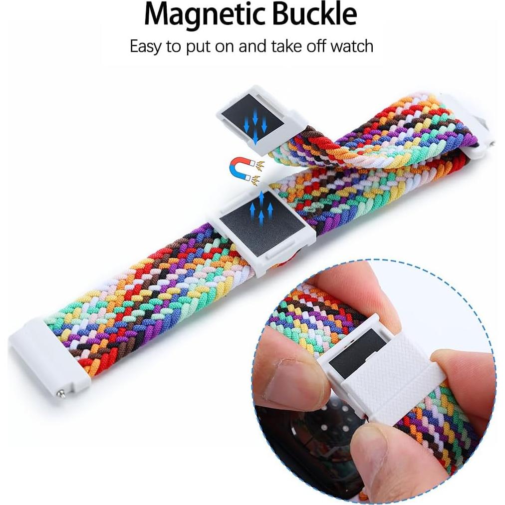 Correa de Reloj Trenzada Elástica Nylon Negro 20mm Ajustable