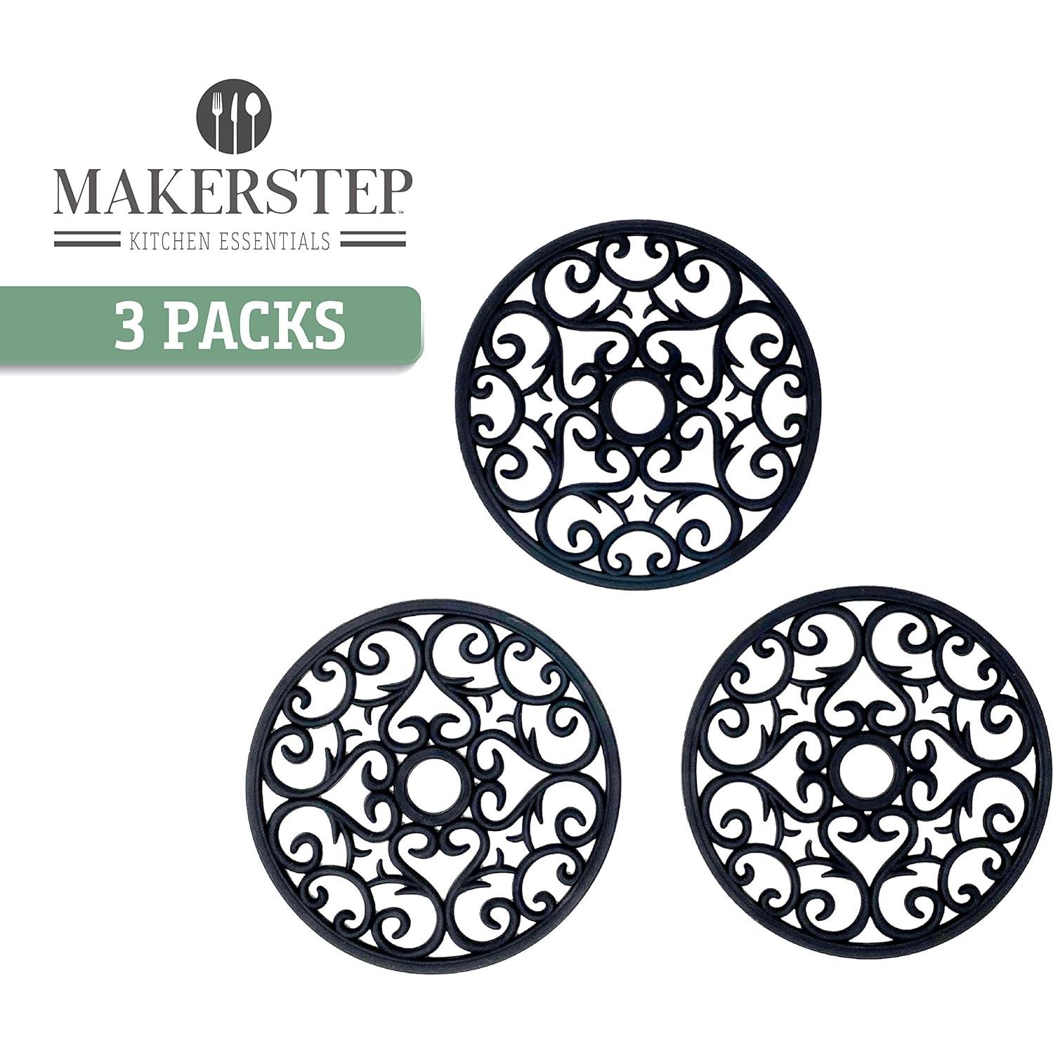 Juego de 3 Posavasos de Silicona Makerstep Negro 19.7 cm