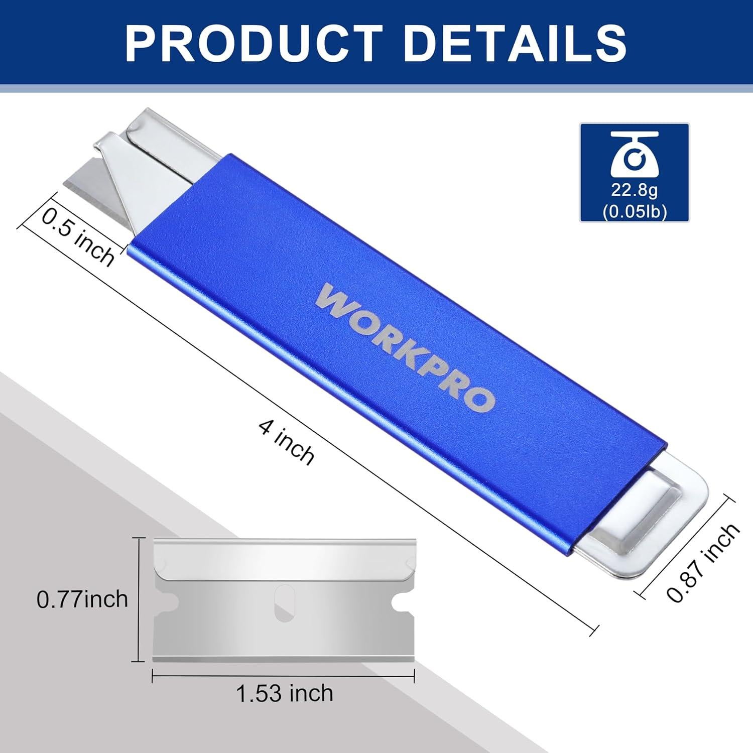 Cuchillo Cortador Retráctil WORKPRO con 12 Cuchillas Repuesto