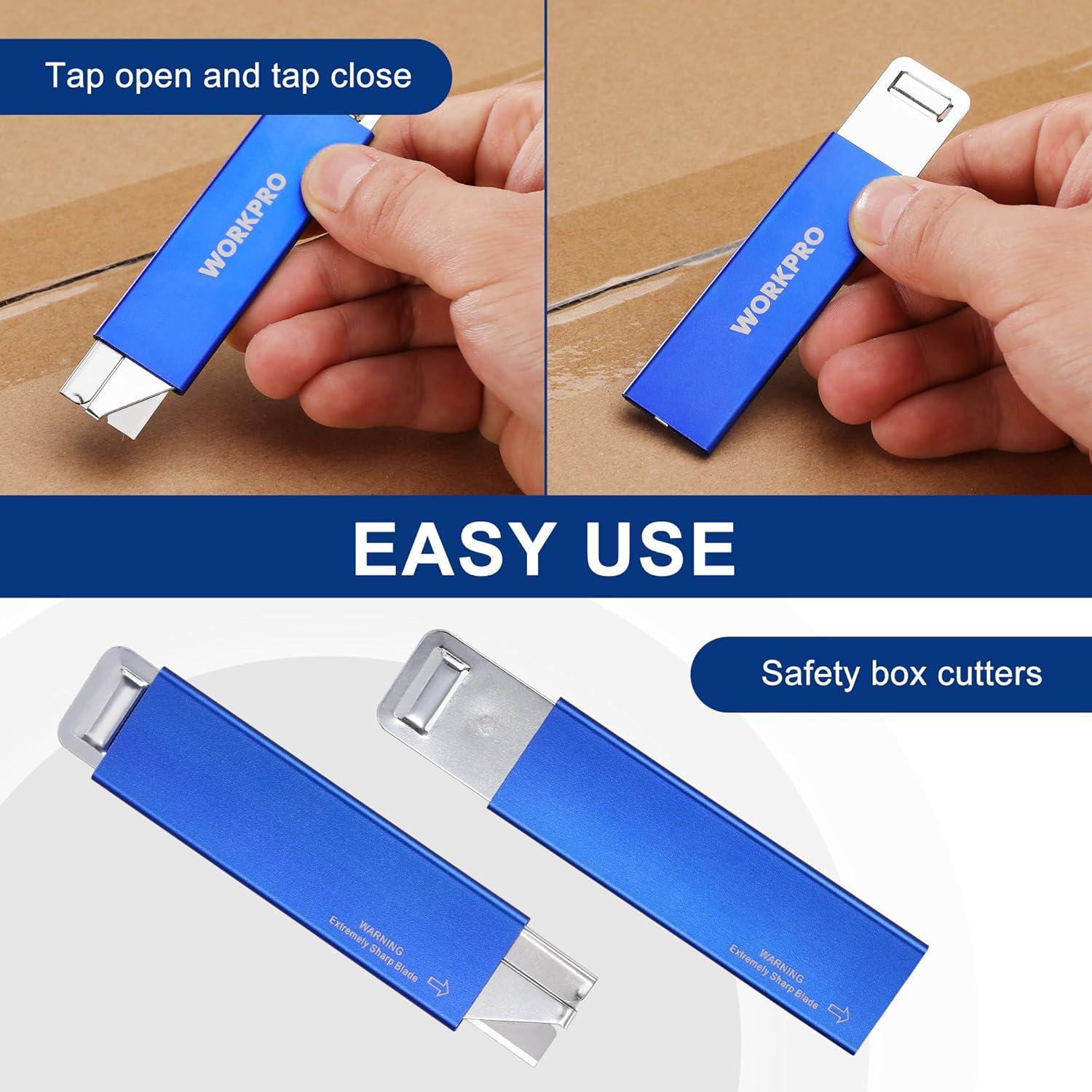 Cuchillo Cortador Retráctil WORKPRO con 12 Cuchillas Repuesto