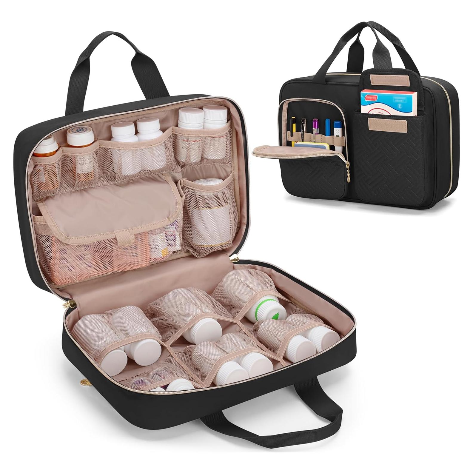 Organizador de Medicamentos Damero Negro, Bolsa de Almacenamiento 0.49 kg