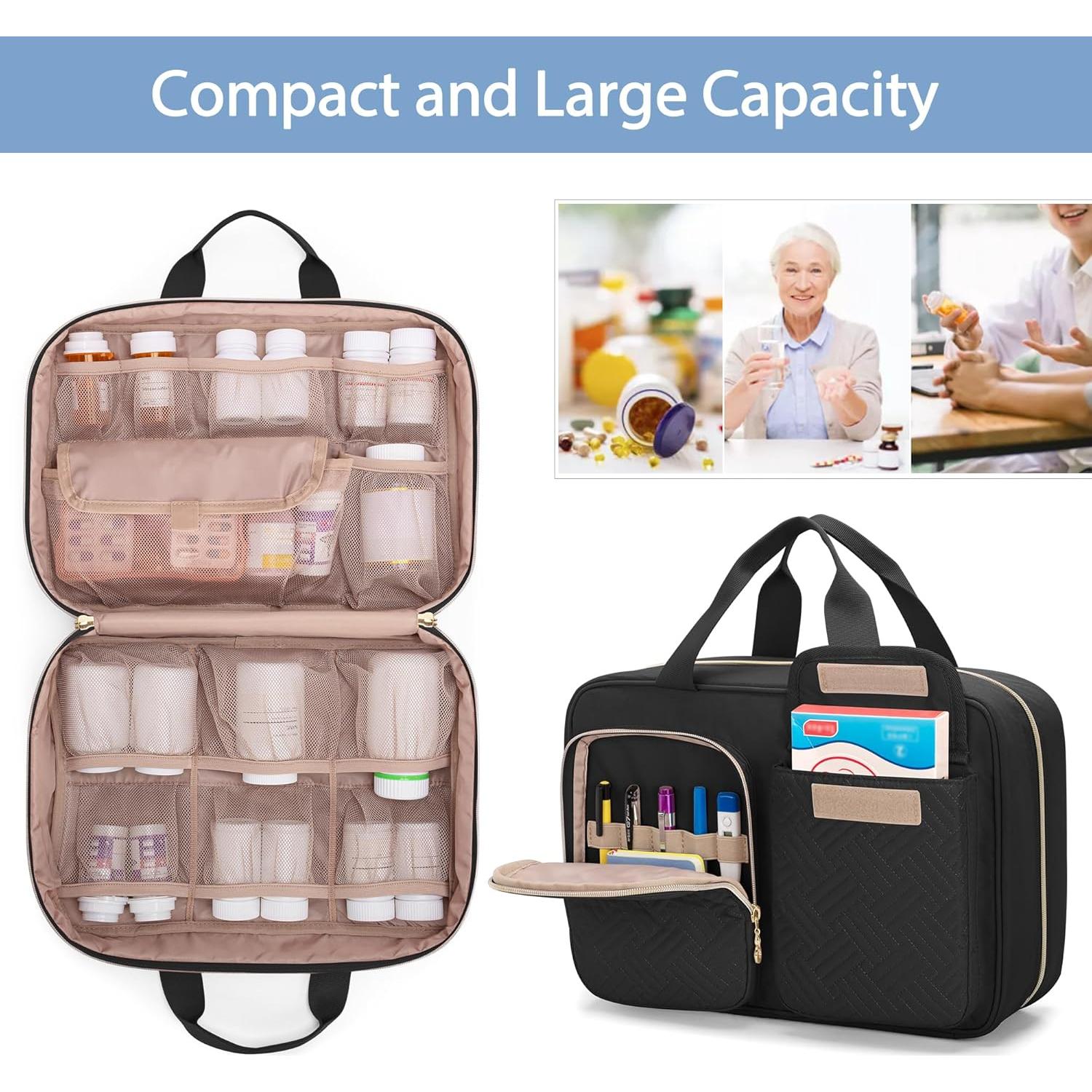 Organizador de Medicamentos Damero Negro, Bolsa de Almacenamiento 0.49 kg