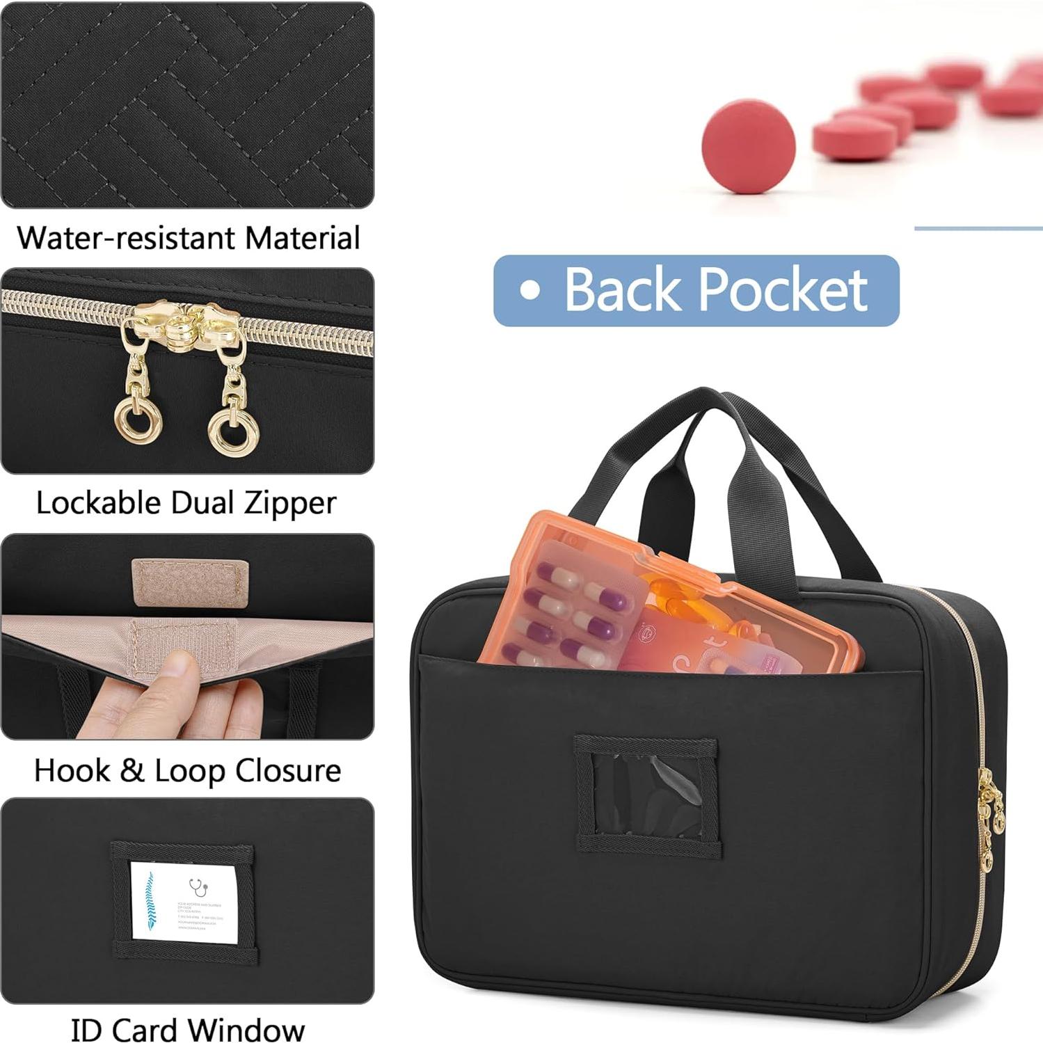 Organizador de Medicamentos Damero Negro, Bolsa de Almacenamiento 0.49 kg