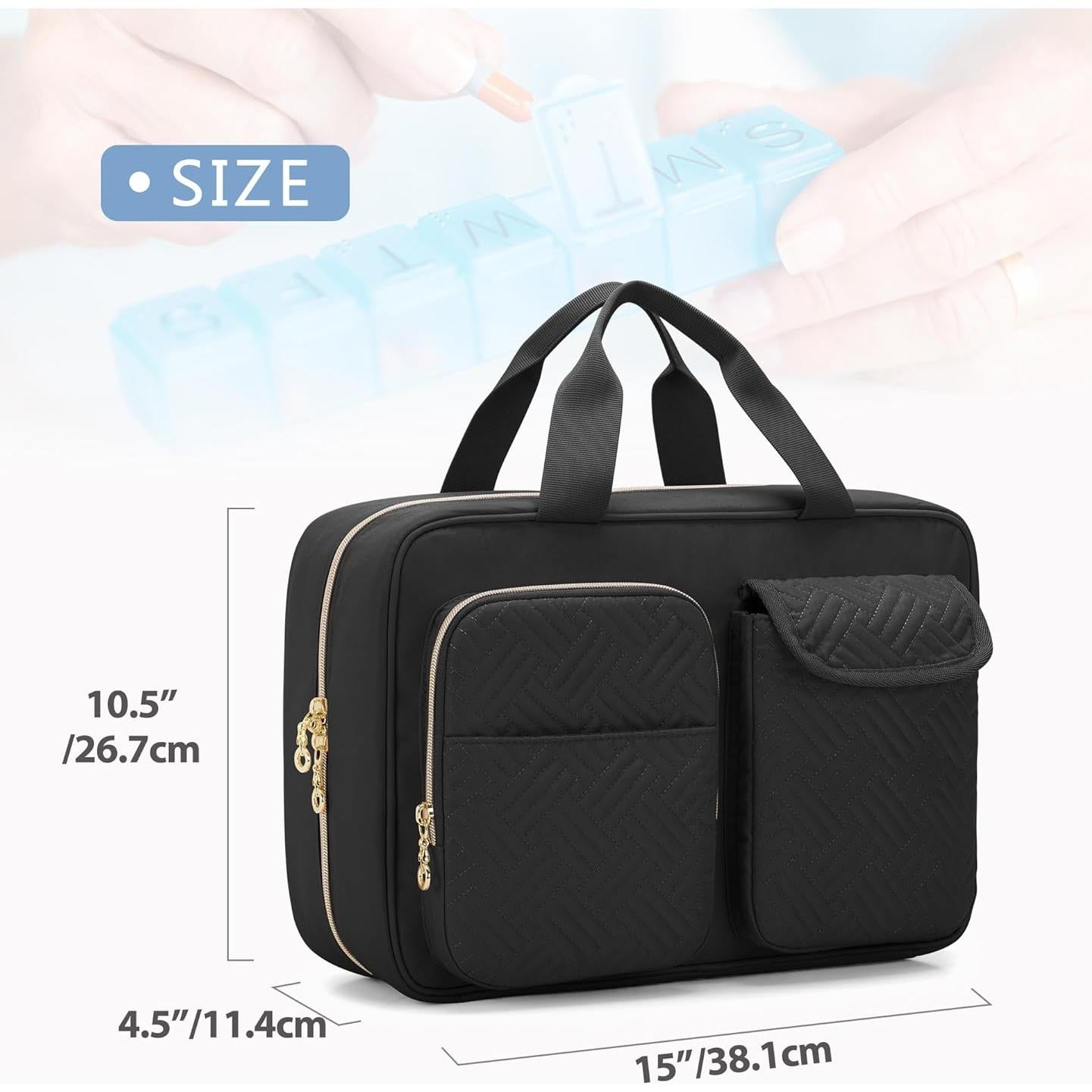 Organizador de Medicamentos Damero Negro, Bolsa de Almacenamiento 0.49 kg