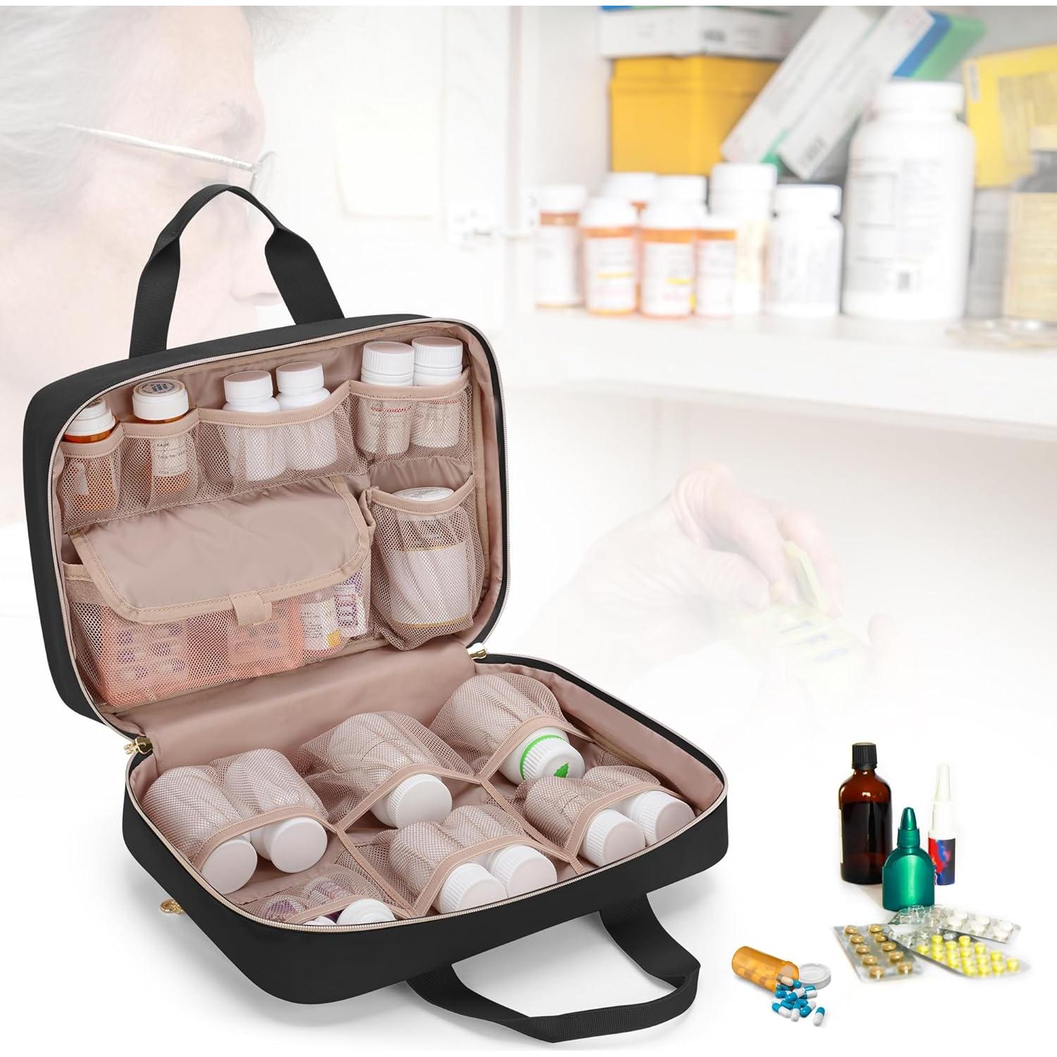 Organizador de Medicamentos Damero Negro, Bolsa de Almacenamiento 0.49 kg