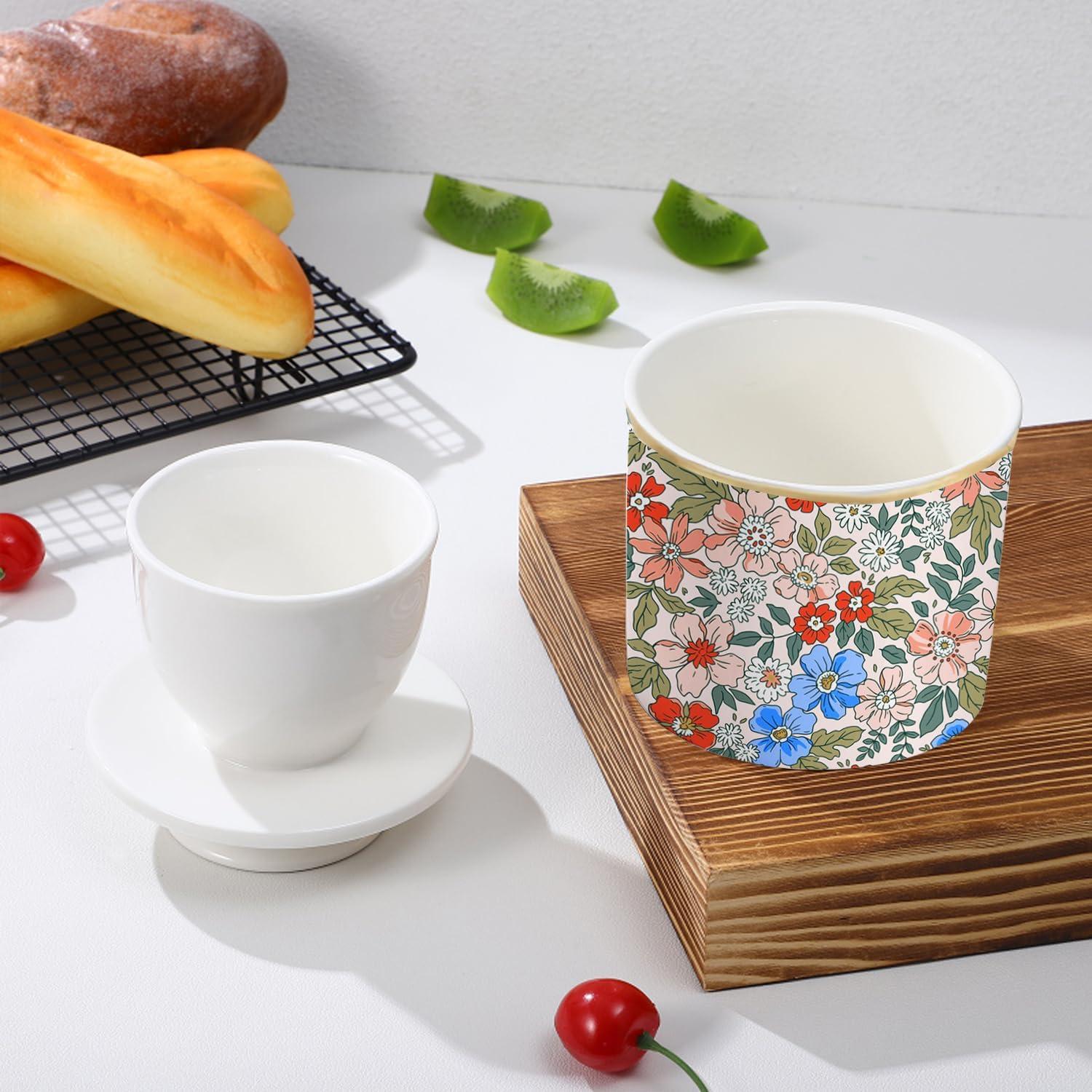 Plato de Mantequilla Cerámica LEAZUL Floral 10.8 cm con Tapa