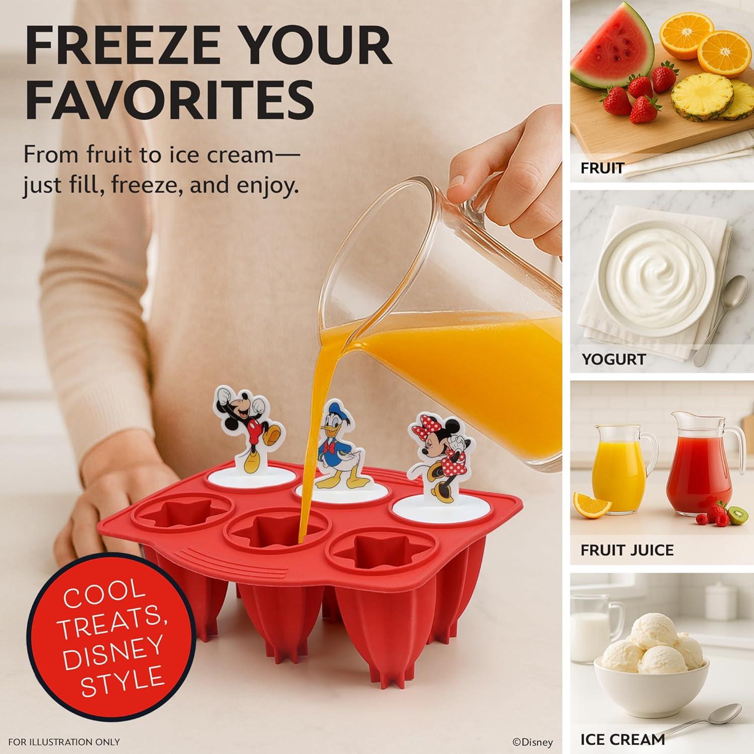 Moldes de Paletas de Silicona Disney - 6 Piezas Mickey y Amigos