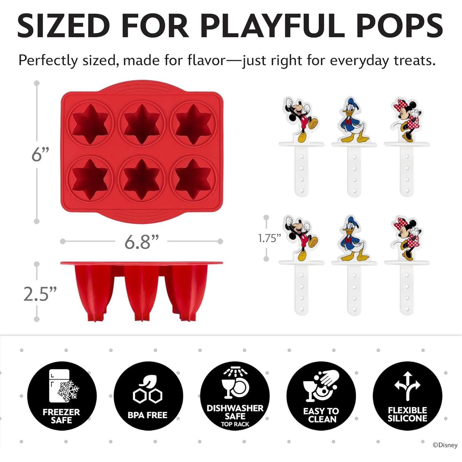 Moldes de Paletas de Silicona Disney - 6 Piezas Mickey y Amigos