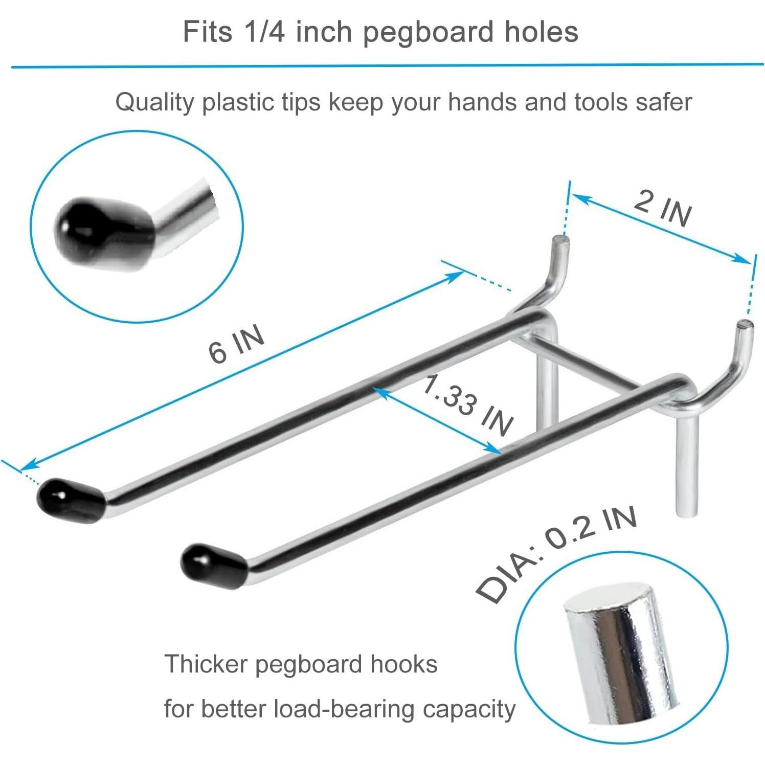 Juego de 10 Ganchos Dobles para Tablero de Clavos Nlmyt 15.24 cm