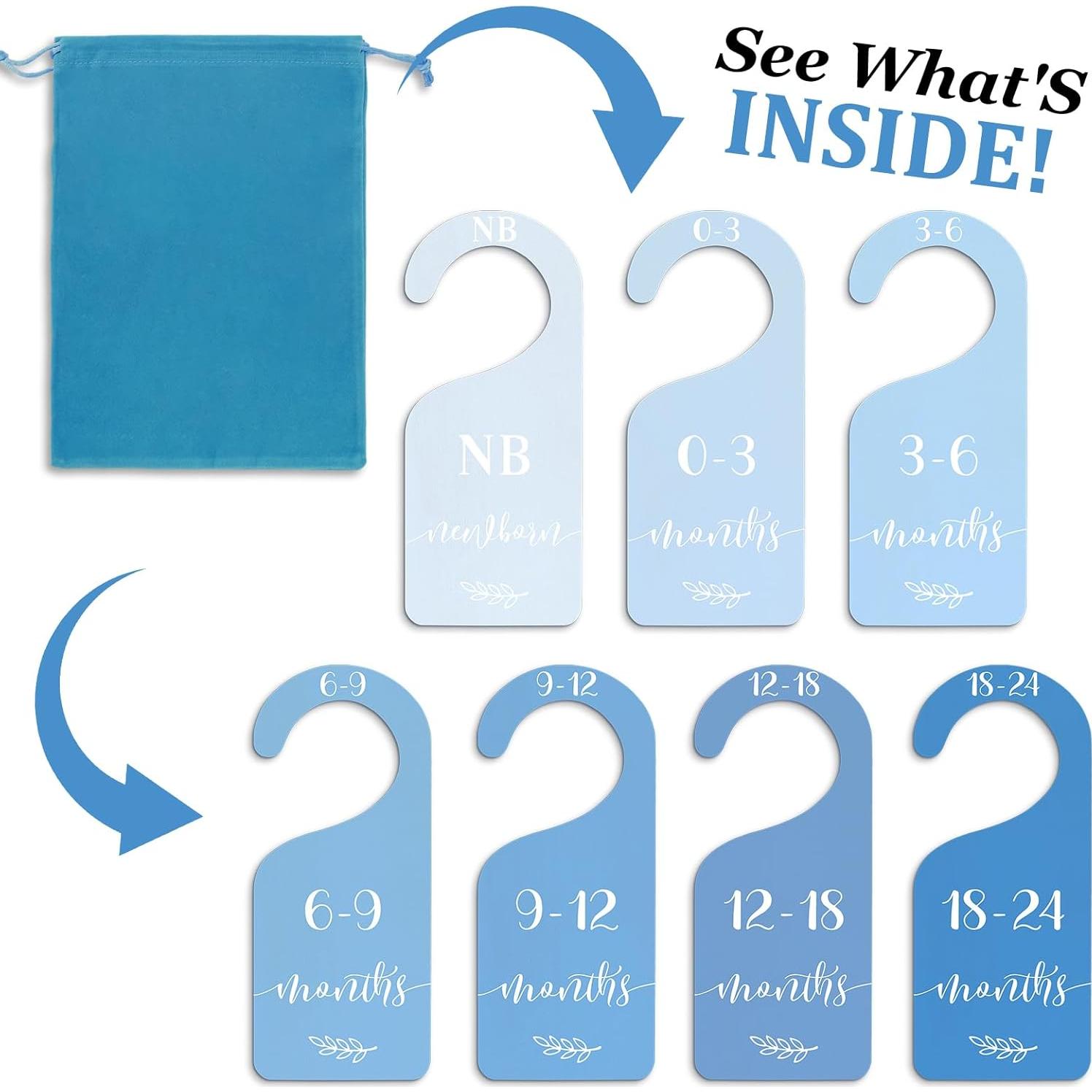 Divisores de Armario para Bebé Whaline 7 Piezas Madera Azul