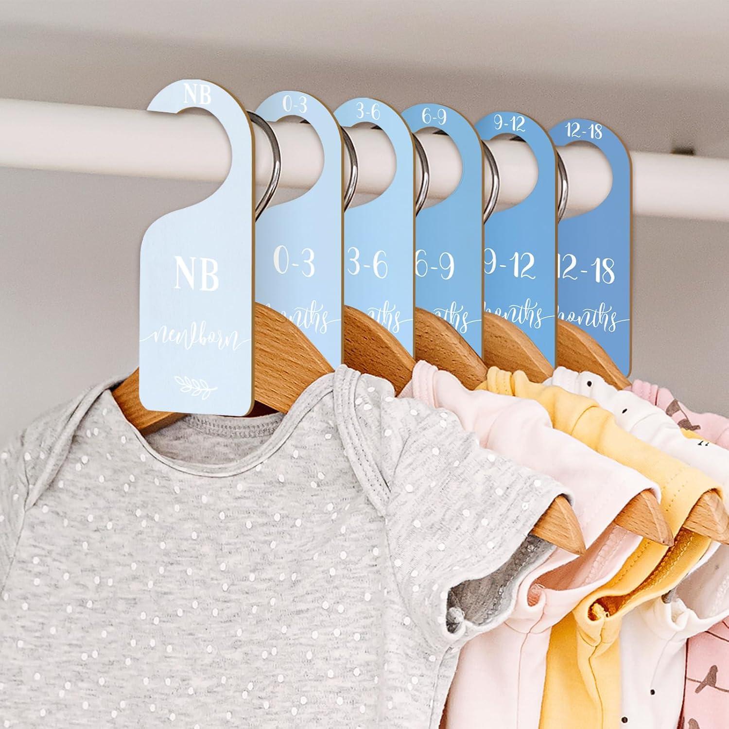 Divisores de Armario para Bebé Whaline 7 Piezas Madera Azul