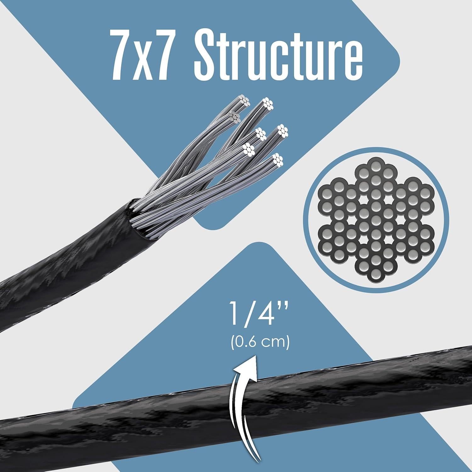 Cable de Alambre Recubierto Houseables 76.2m Negro 7x7