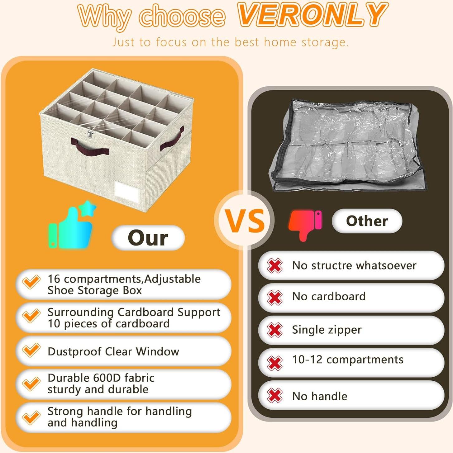 Organizador de Zapatos VERONLY 2 Piezas Beige 32 Pares