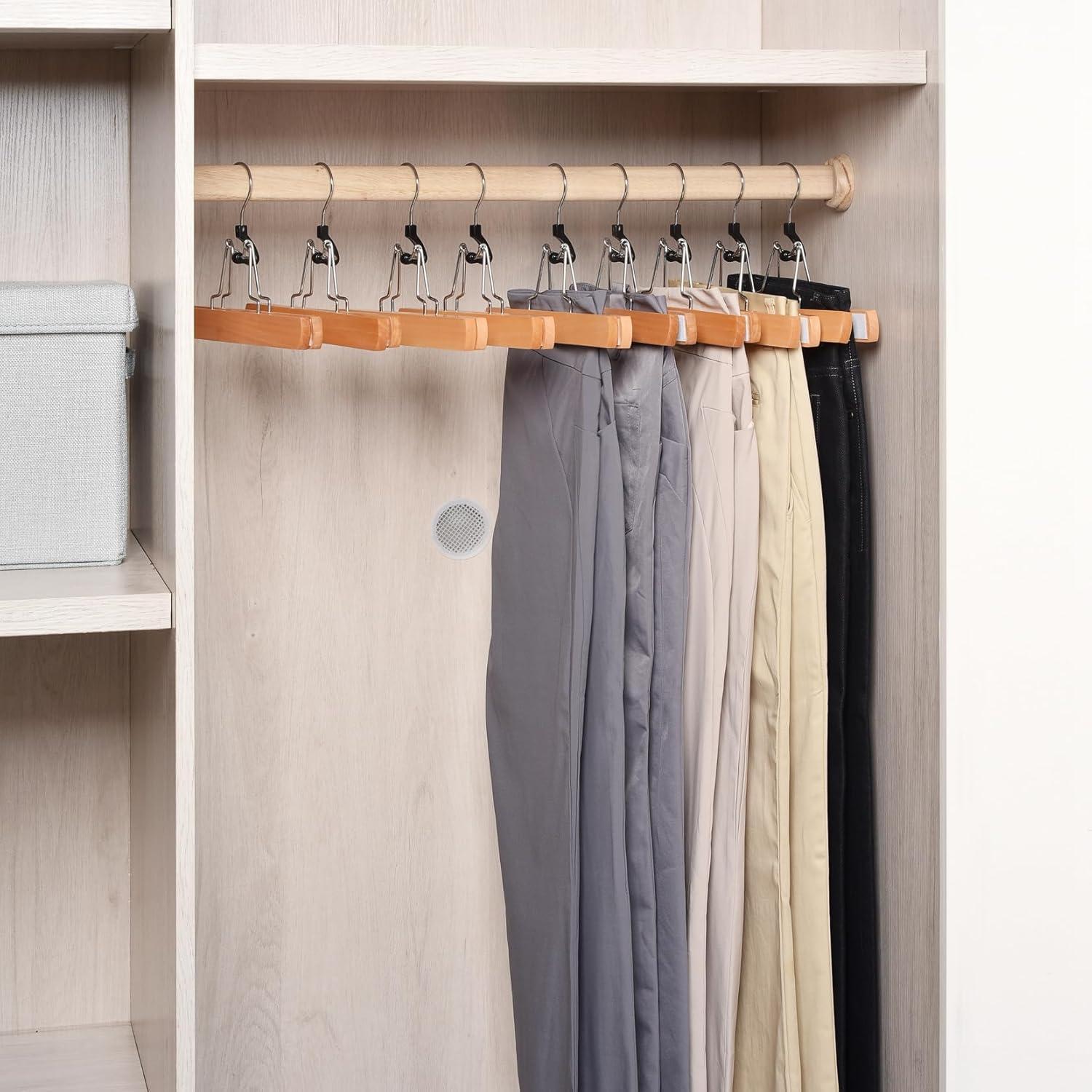 Perchas de Madera Natural Amber Home - Paquete de 10 Antideslizantes