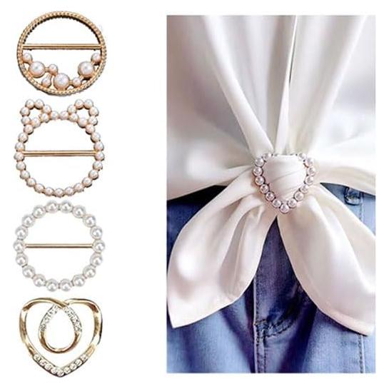 4 Clips de Bufanda y Camisa para Mujeres Decixde - Oro