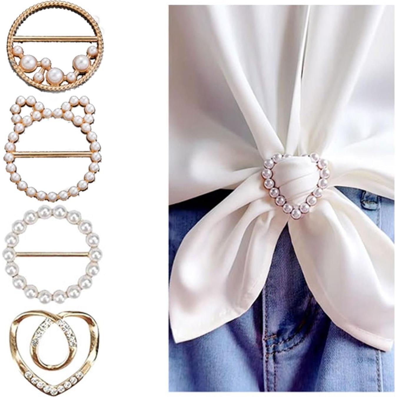 4 Clips de Bufanda y Camisa para Mujeres Decixde - Oro