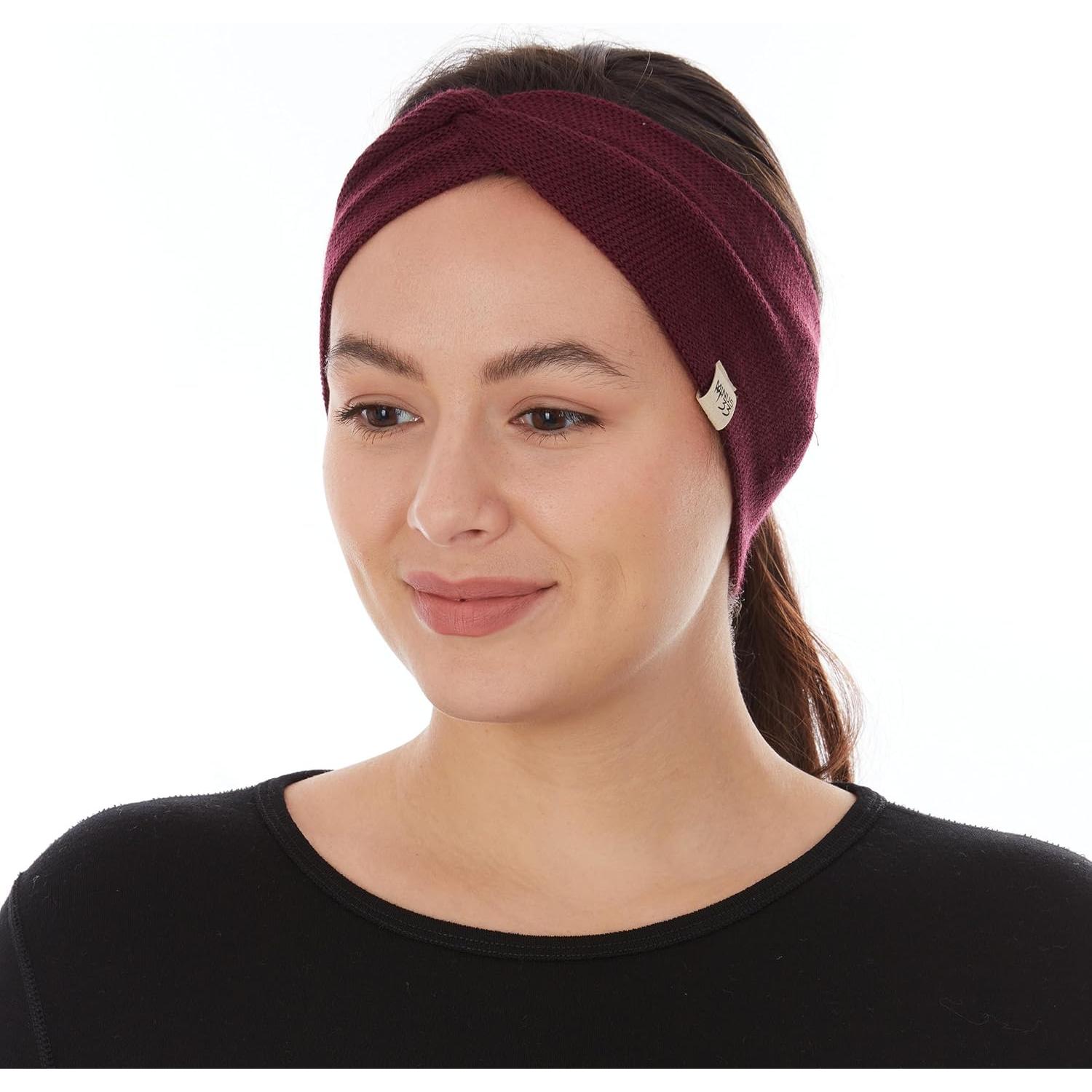 Diadema Trenzada Minus33 de Lana Merino para Mujeres - Burdeos