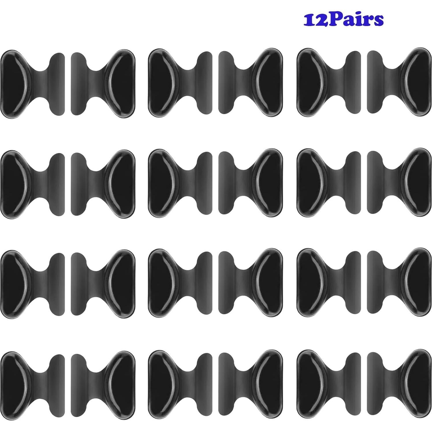 Almohadillas de Nariz Adhesivas Silicona Mariposa 12 Pares Negro 1.8mm