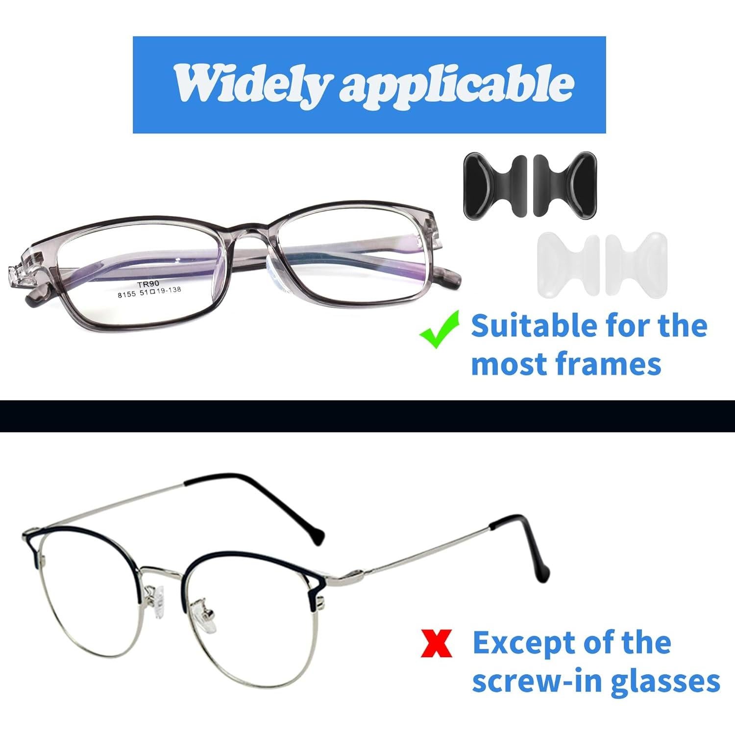 Almohadillas de Nariz Adhesivas Silicona Mariposa 12 Pares Negro 1.8mm