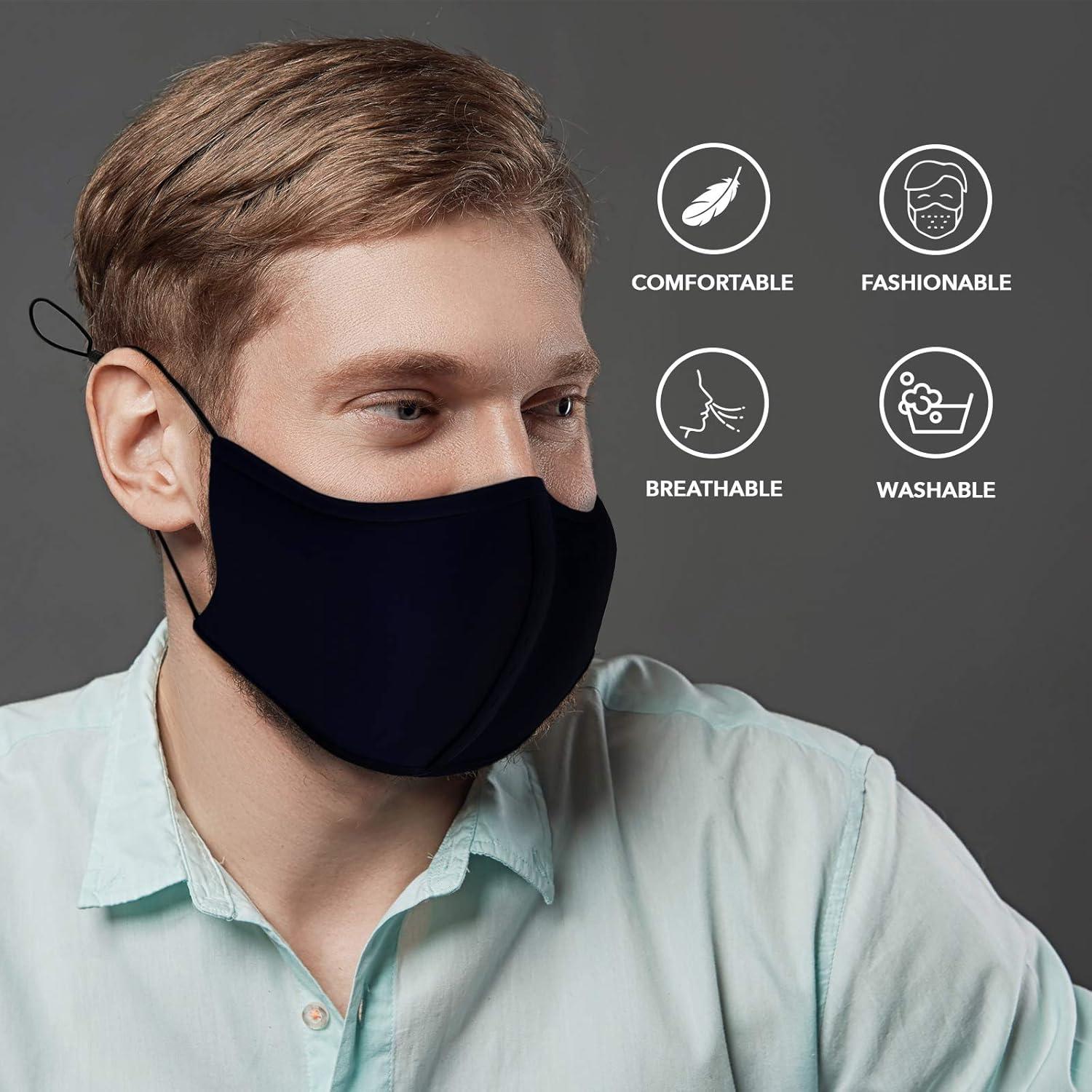 Máscara Facial Reutilizable Aonsen Adulto XL 3 Paquetes - Negro