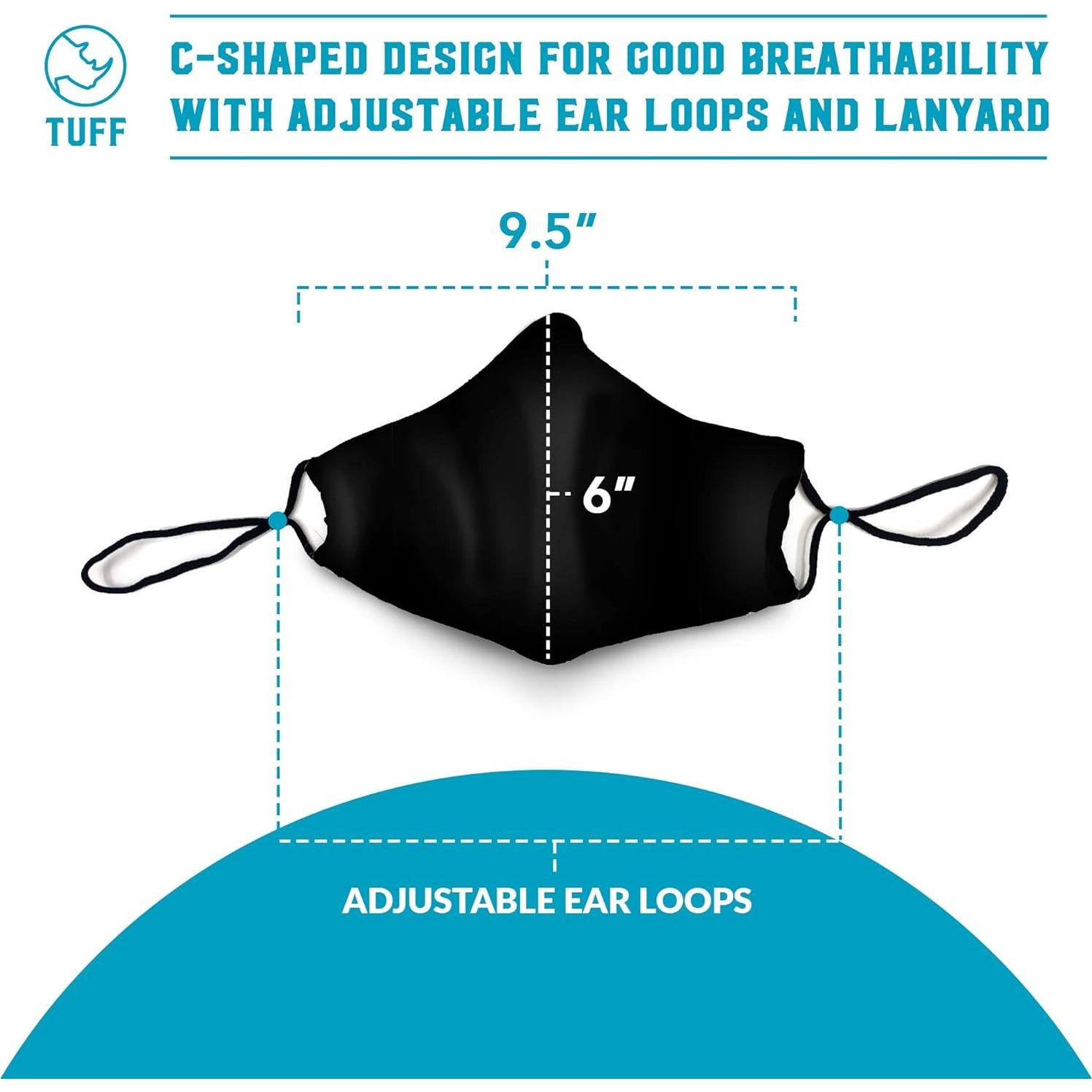 Máscara Facial Reutilizable Aonsen Adulto XL 3 Paquetes - Negro