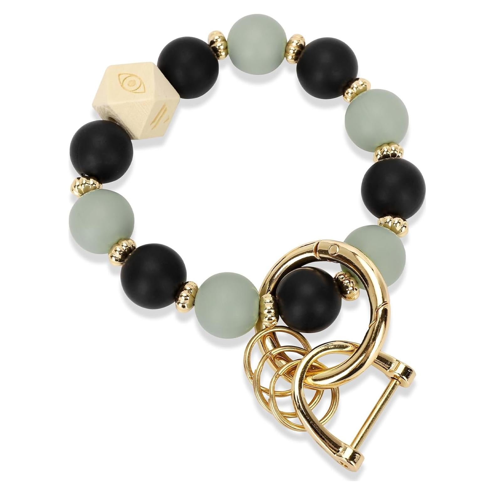 Pulsera de Llavero Elástica WEESMILE para Mujeres - Silicona y Madera