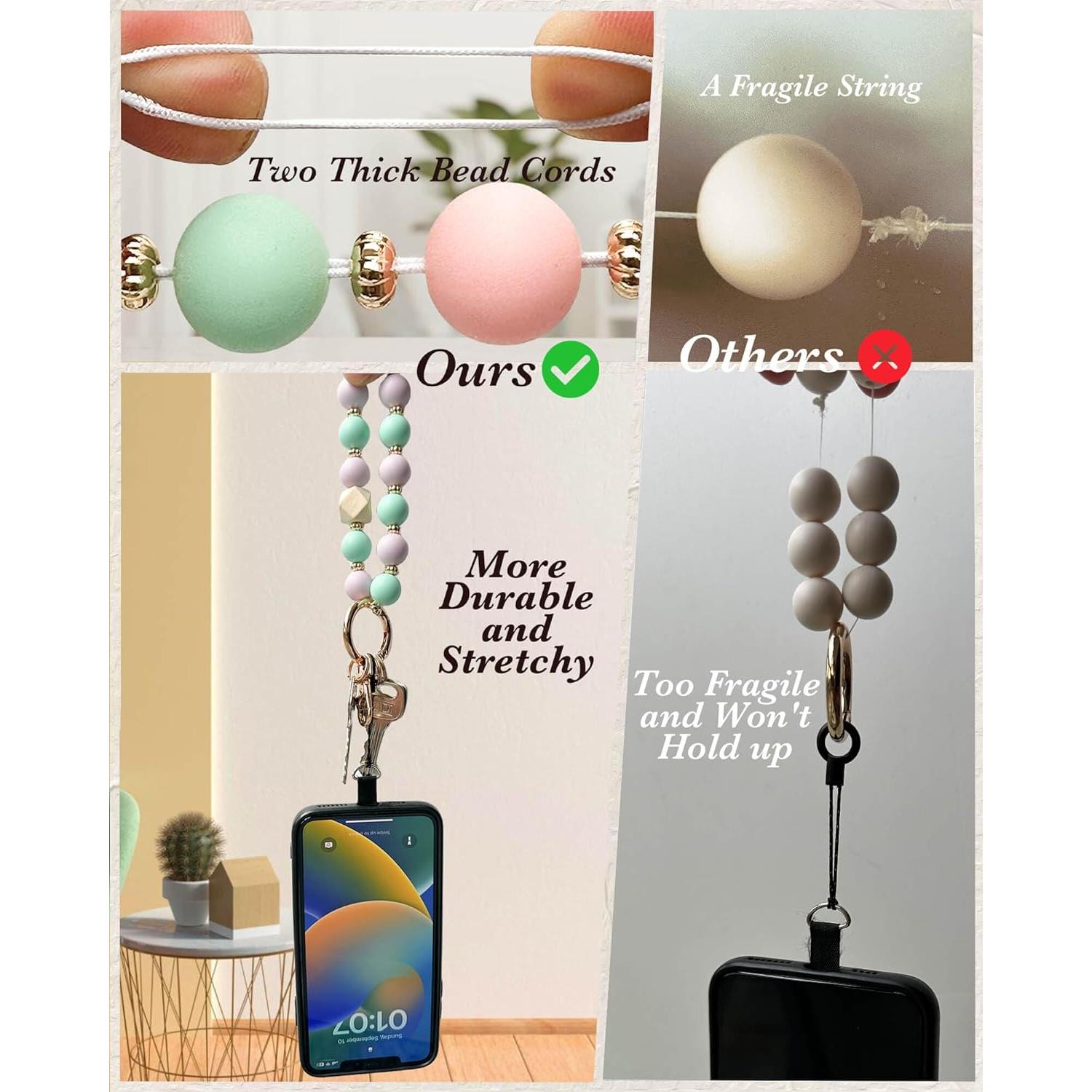 Pulsera de Llavero Elástica WEESMILE para Mujeres - Silicona y Madera