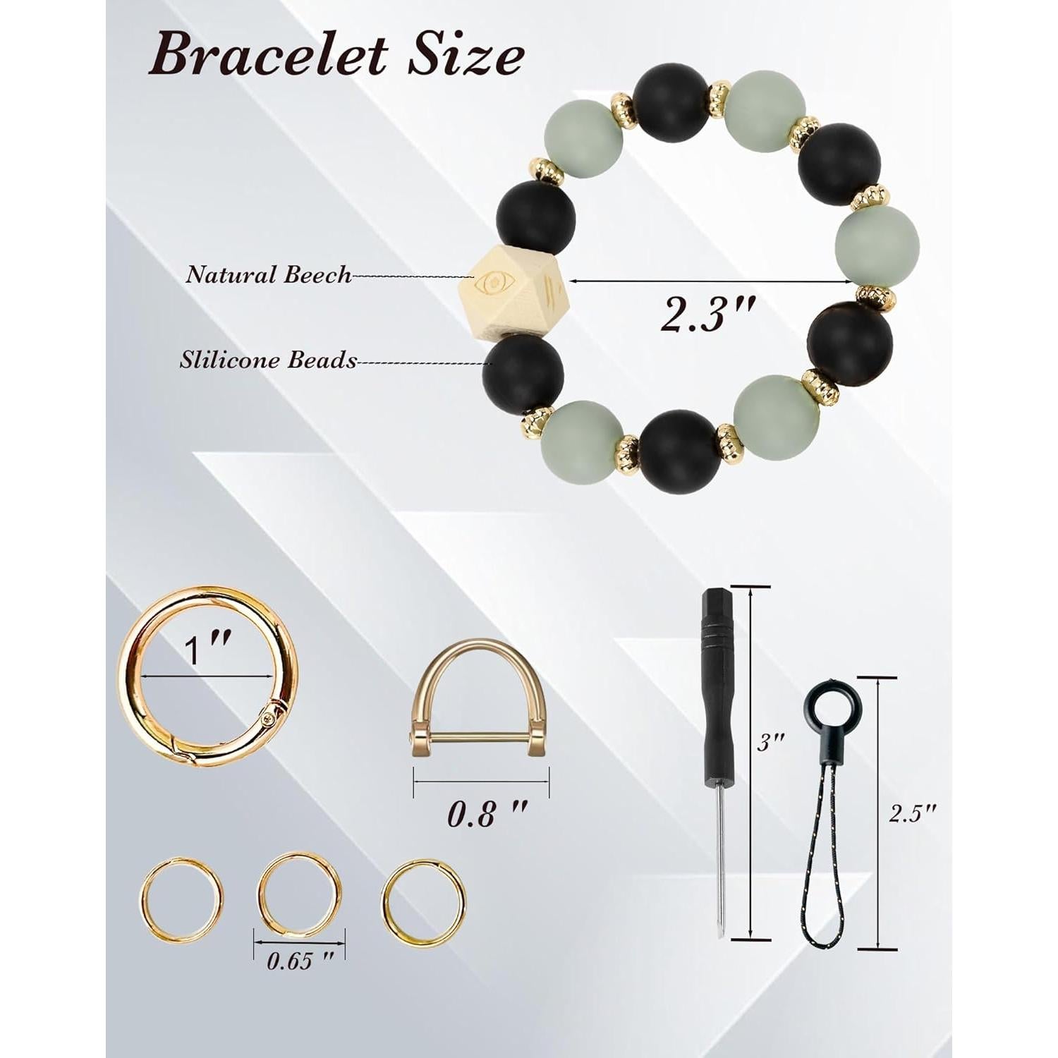 Pulsera de Llavero Elástica WEESMILE para Mujeres - Silicona y Madera