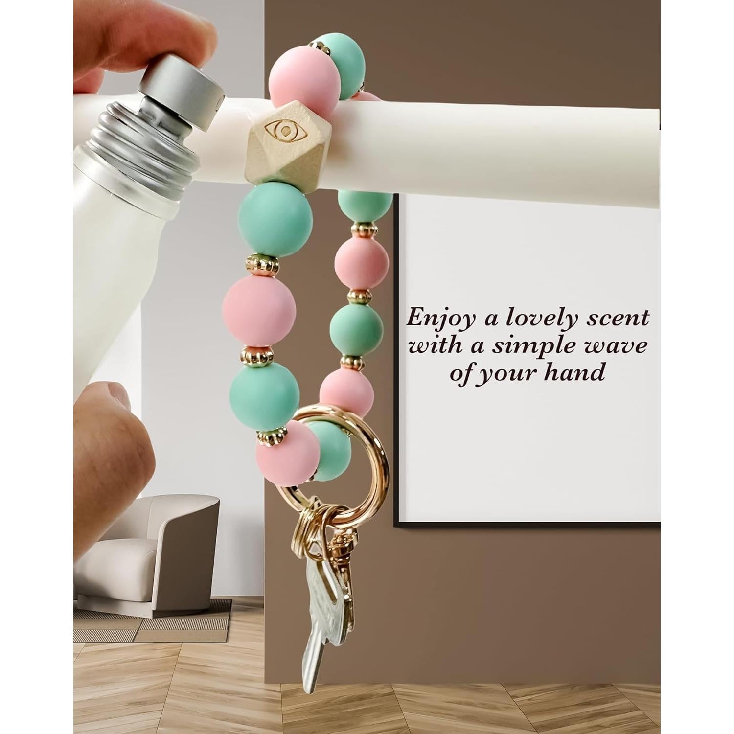 Pulsera de Llavero Elástica WEESMILE para Mujeres - Silicona y Madera