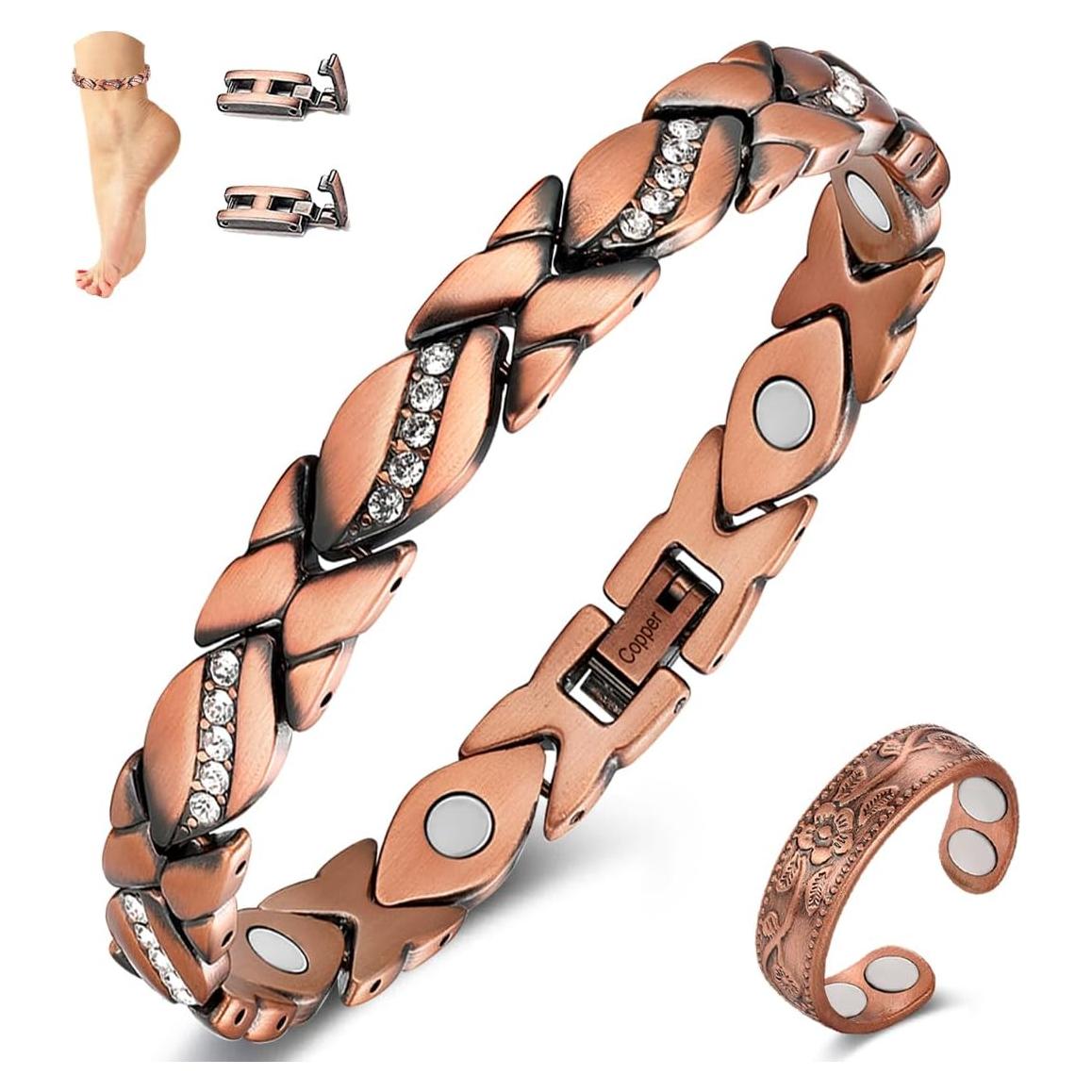 Tobillera Magnética de Cobre Vicmag para Mujeres Ajustable