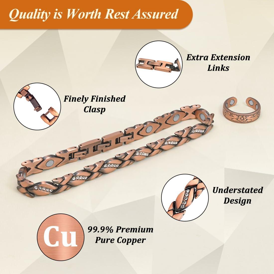 Tobillera Magnética de Cobre Vicmag para Mujeres Ajustable