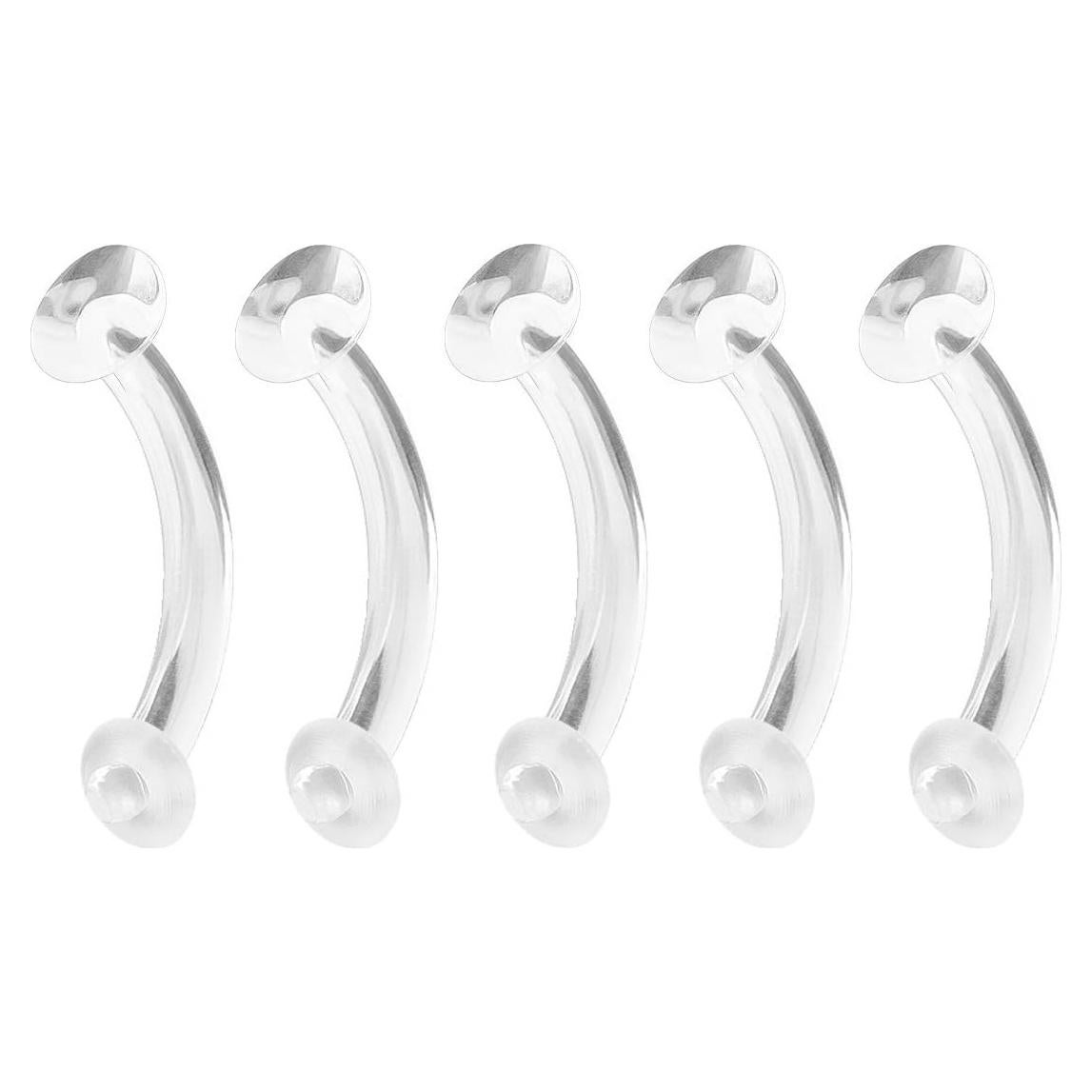 Paquete de 5 Retenedores de Piercing Acrílico Transparente 14-16g