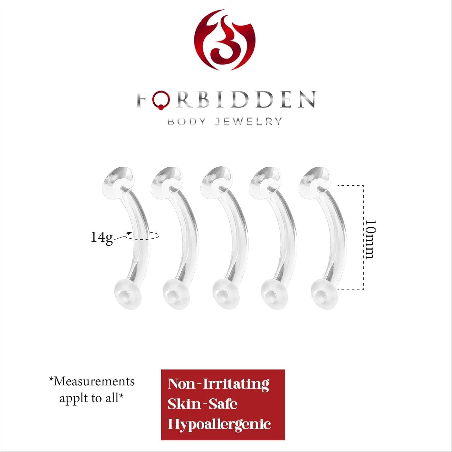 Paquete de 5 Retenedores de Piercing Acrílico Transparente 14-16g