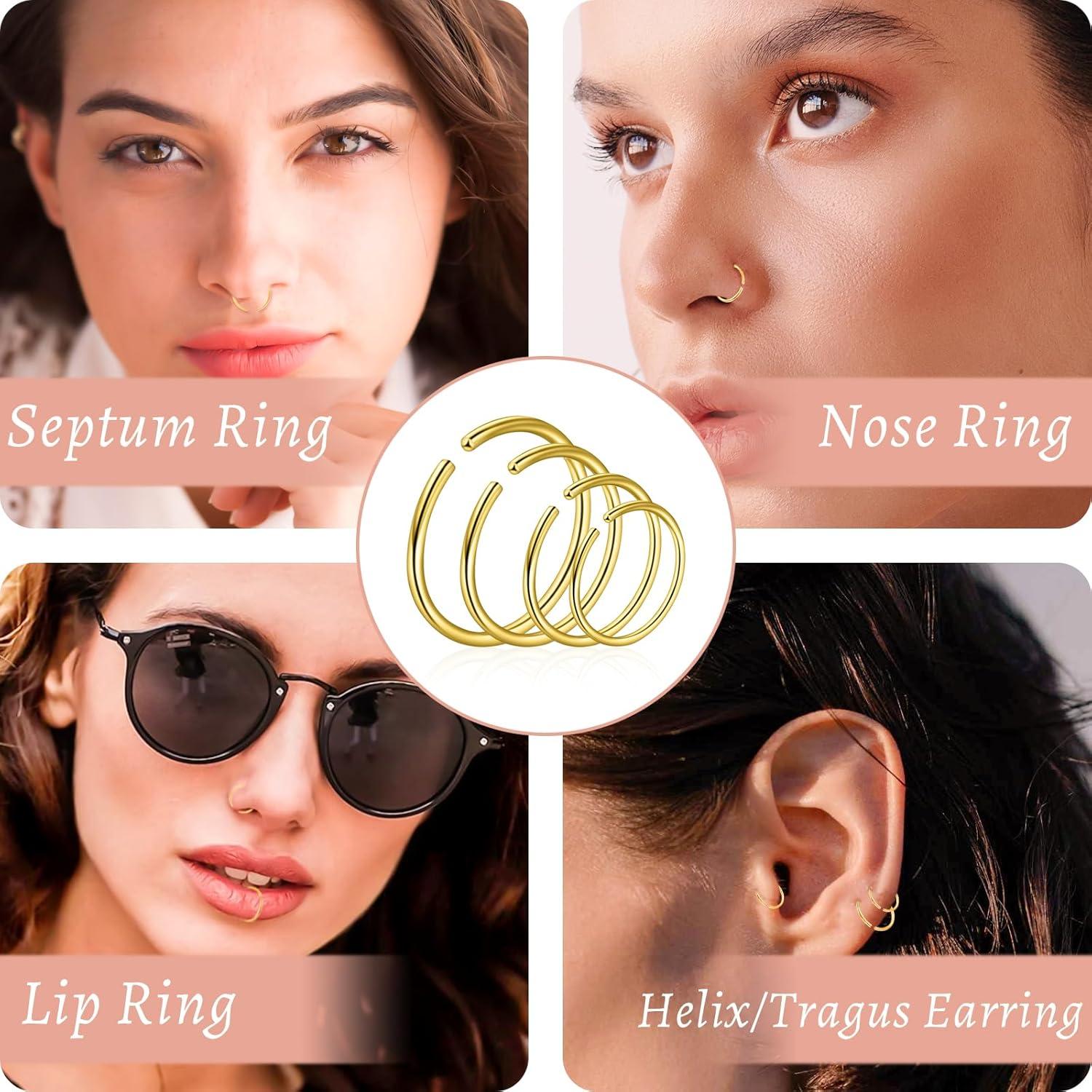 Set 21 Aros de Nariz Acero Quirúrgico Jagosen 6-12mm