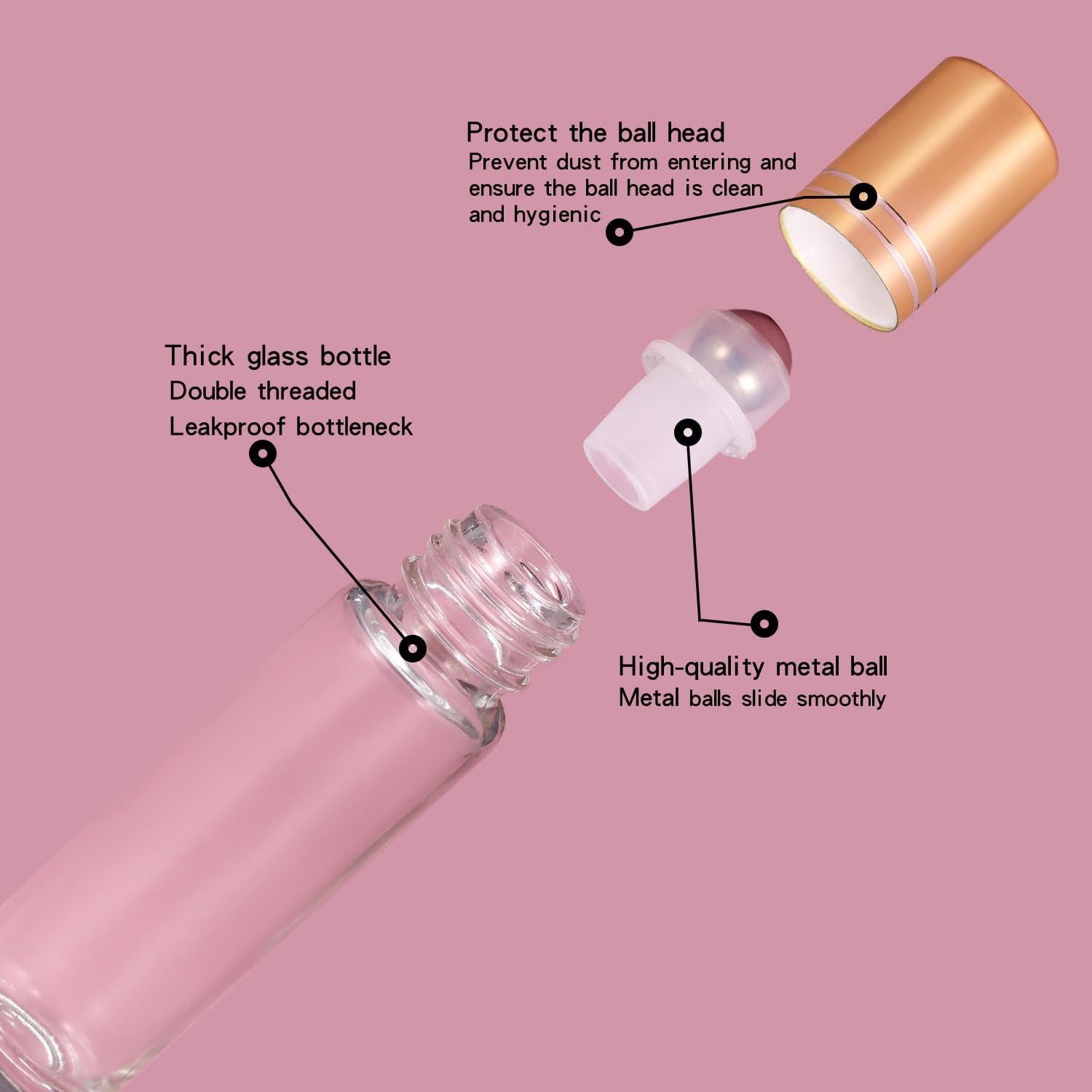 Paquete de 12 botellas rodantes de vidrio 10ml Jxcmeng a prueba de fugas