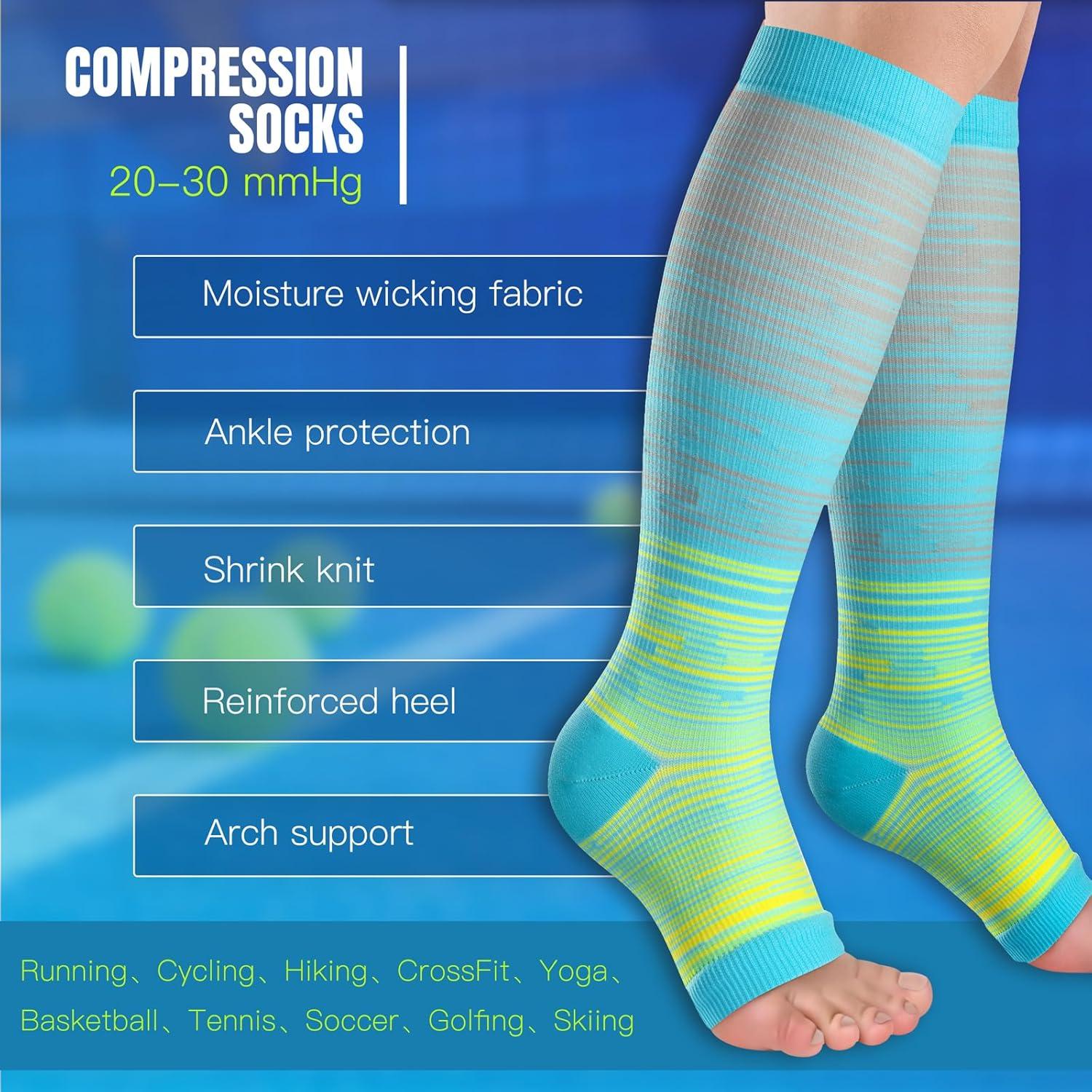 Calcetines de Compresión Punta Abierta Unisex 20-30 mmHg 3 Pares