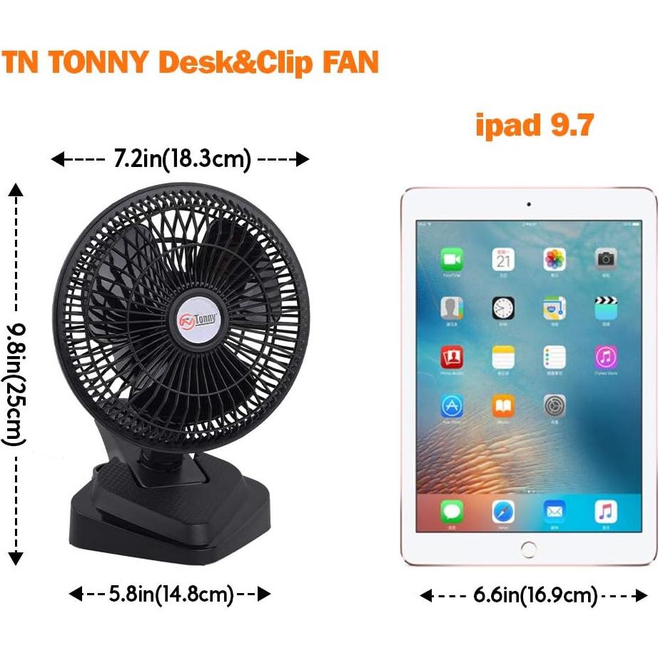 Ventilador de Escritorio y Clip TN TONNY 6 Pulgadas Negro