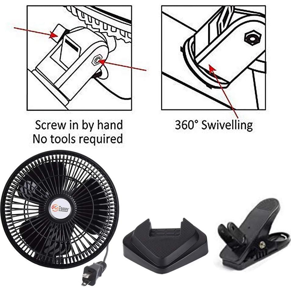 Ventilador de Escritorio y Clip TN TONNY 6 Pulgadas Negro